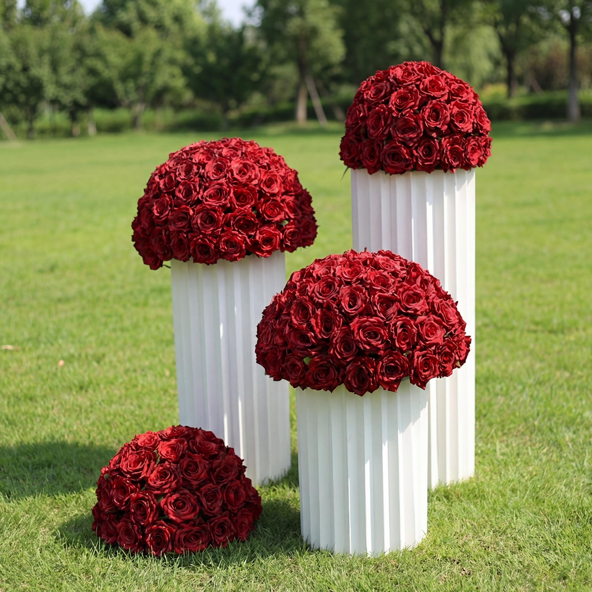 순수 장미 플로랄 볼 인조 장미 센터피스 결혼식, 이벤트 장식 및 장소 스타일링 FA-227