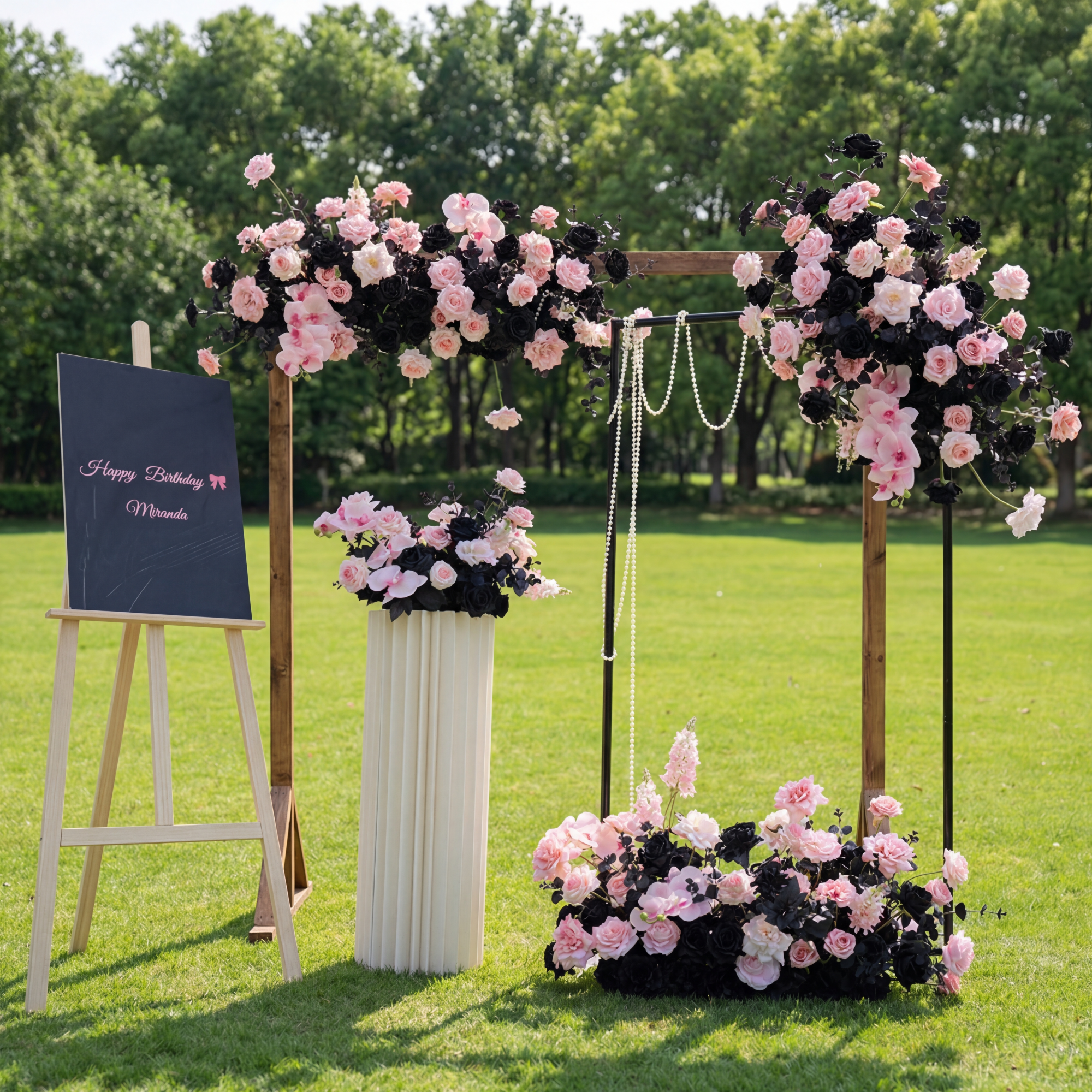 우아한 파란색과 흰색 꽃 장식 결혼식 아치, 인공 꽃 배열, 의식 배경 및 이벤트 장식 FA-211