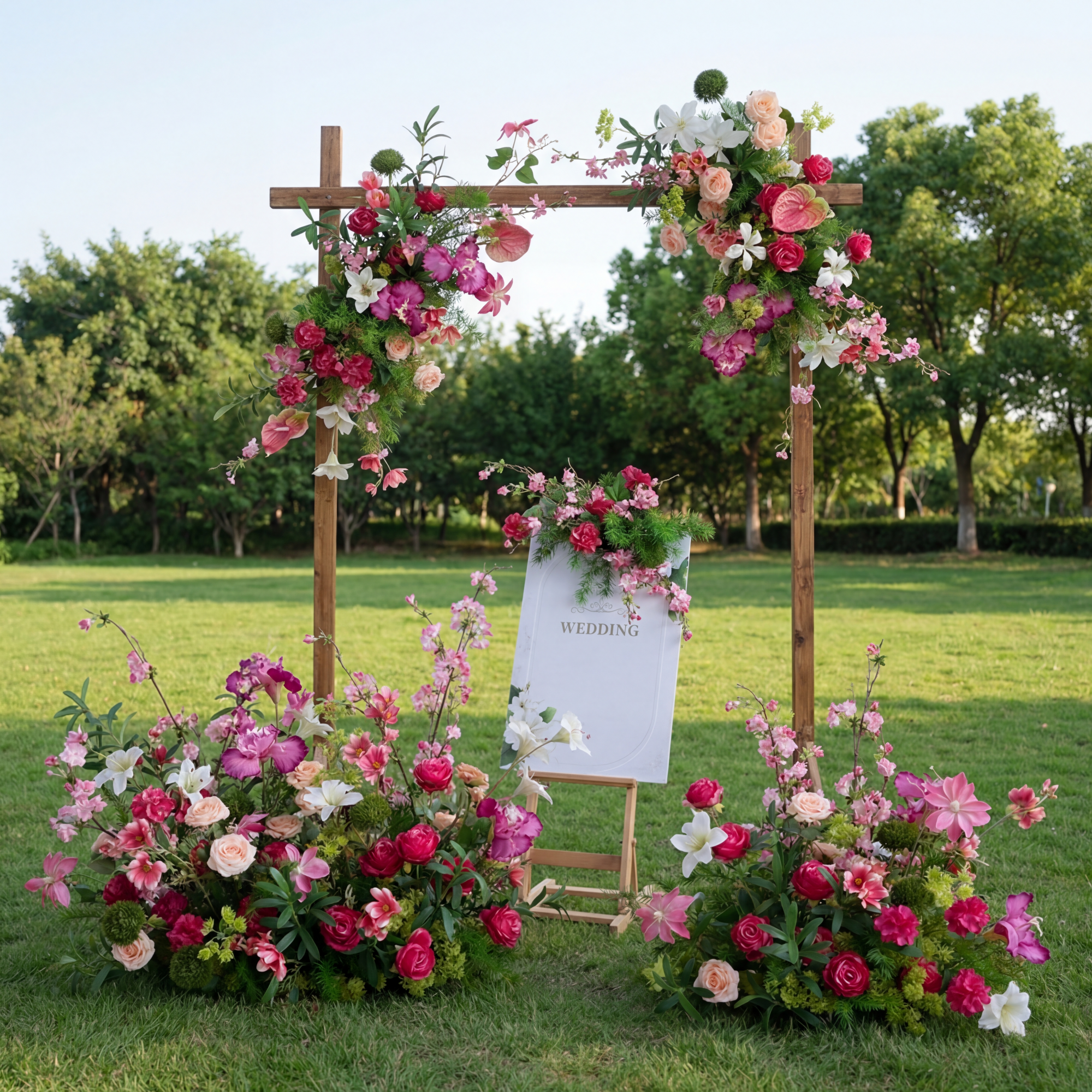 우아한 파란색과 흰색 꽃 장식 결혼식 아치, 인공 꽃 배열, 의식 배경 및 이벤트 장식 FA-211