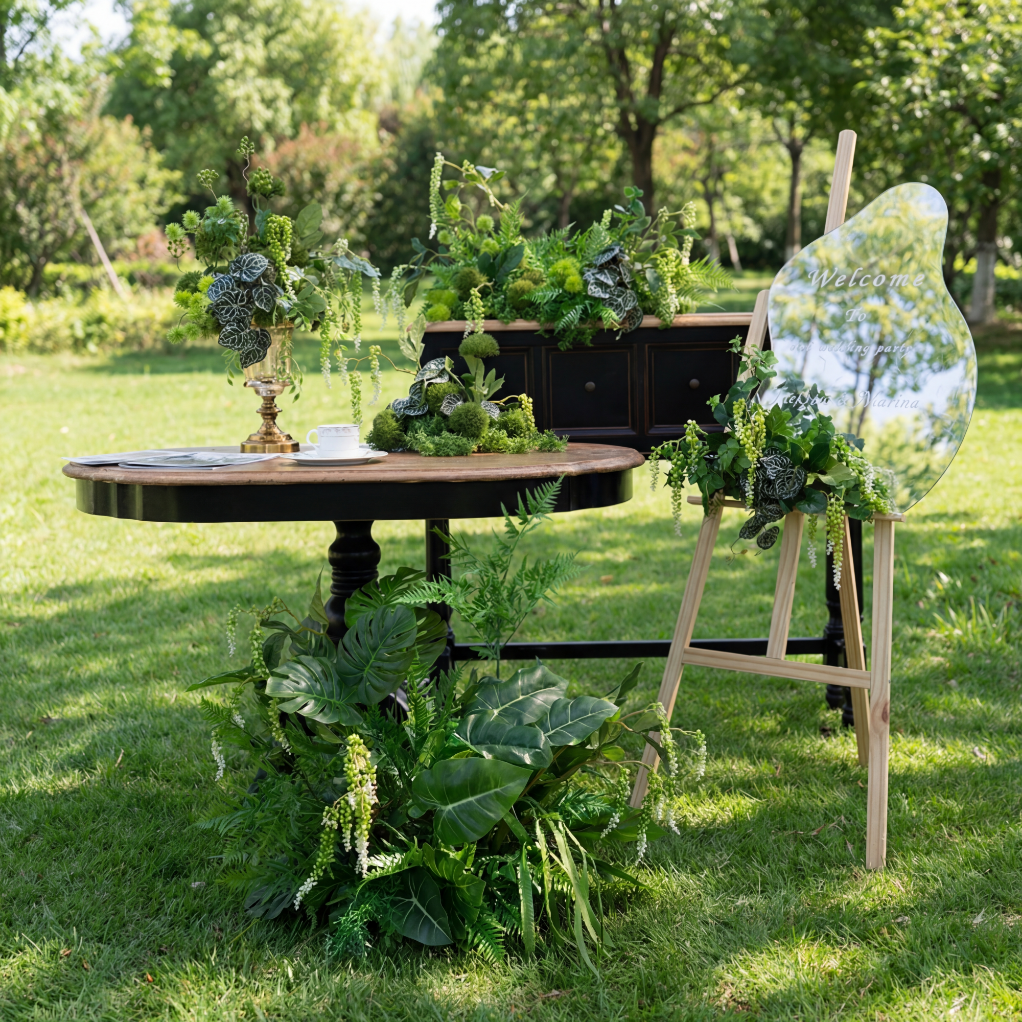 우아한 파란색과 흰색 꽃 장식 결혼식 아치, 인공 꽃 배열, 의식 배경 및 이벤트 장식 FA-211