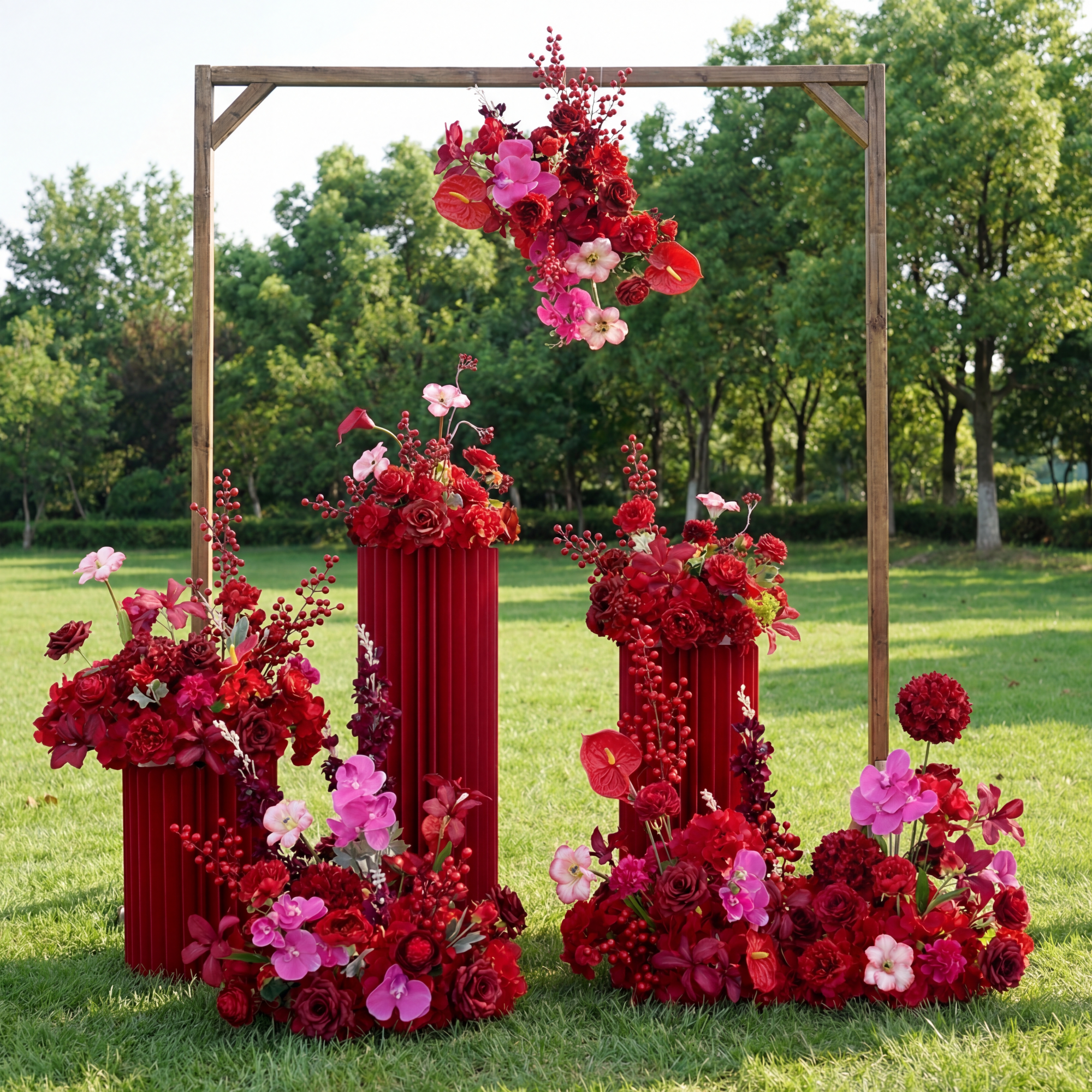 우아한 파란색과 흰색 꽃 장식 결혼식 아치, 인공 꽃 배열, 의식 배경 및 이벤트 장식 FA-211