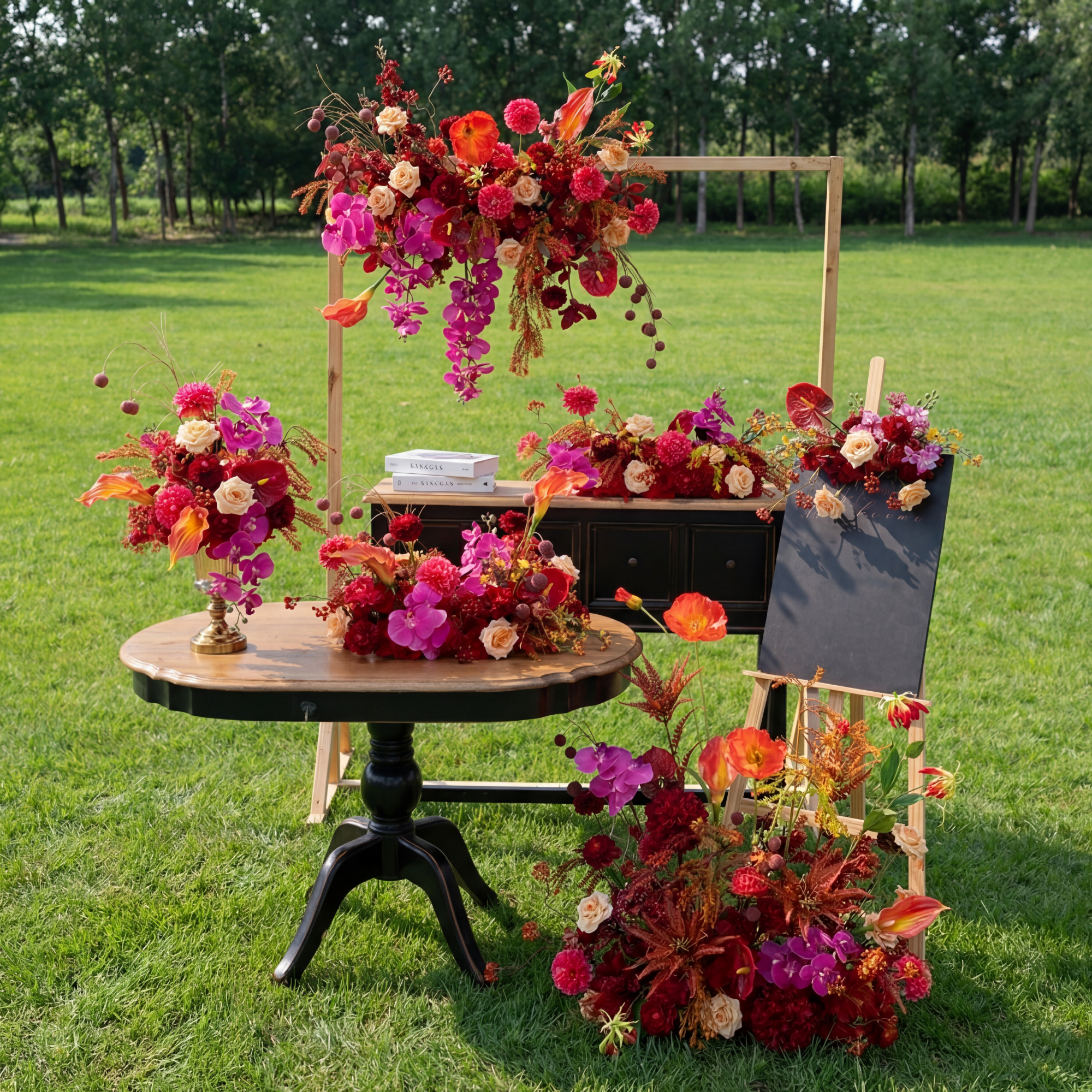 우아한 파란색과 흰색 꽃 장식 결혼식 아치, 인공 꽃 배열, 의식 배경 및 이벤트 장식 FA-211