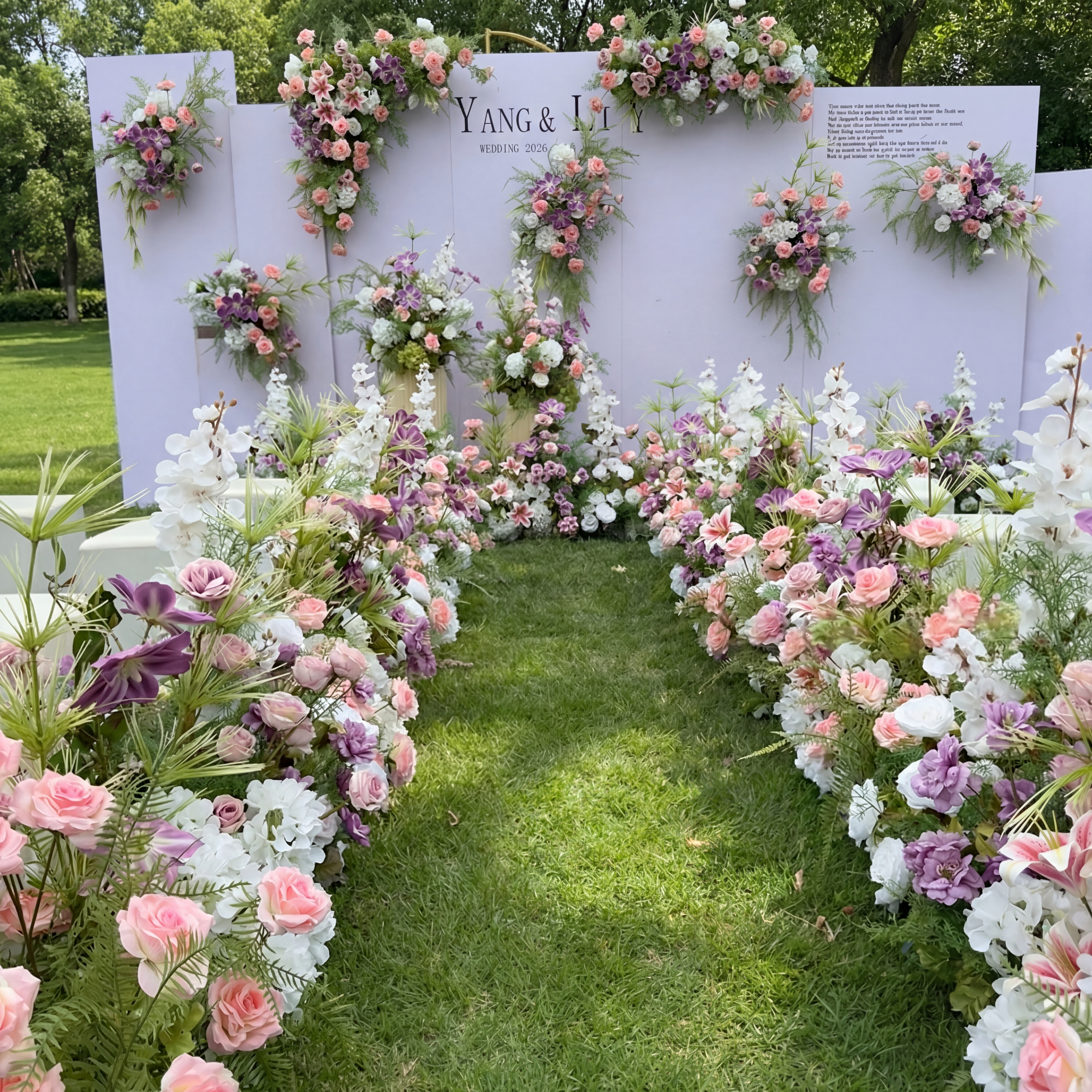 우아한 파란색과 흰색 꽃 장식 결혼식 아치, 인공 꽃 배열, 의식 배경 및 이벤트 장식 FA-211