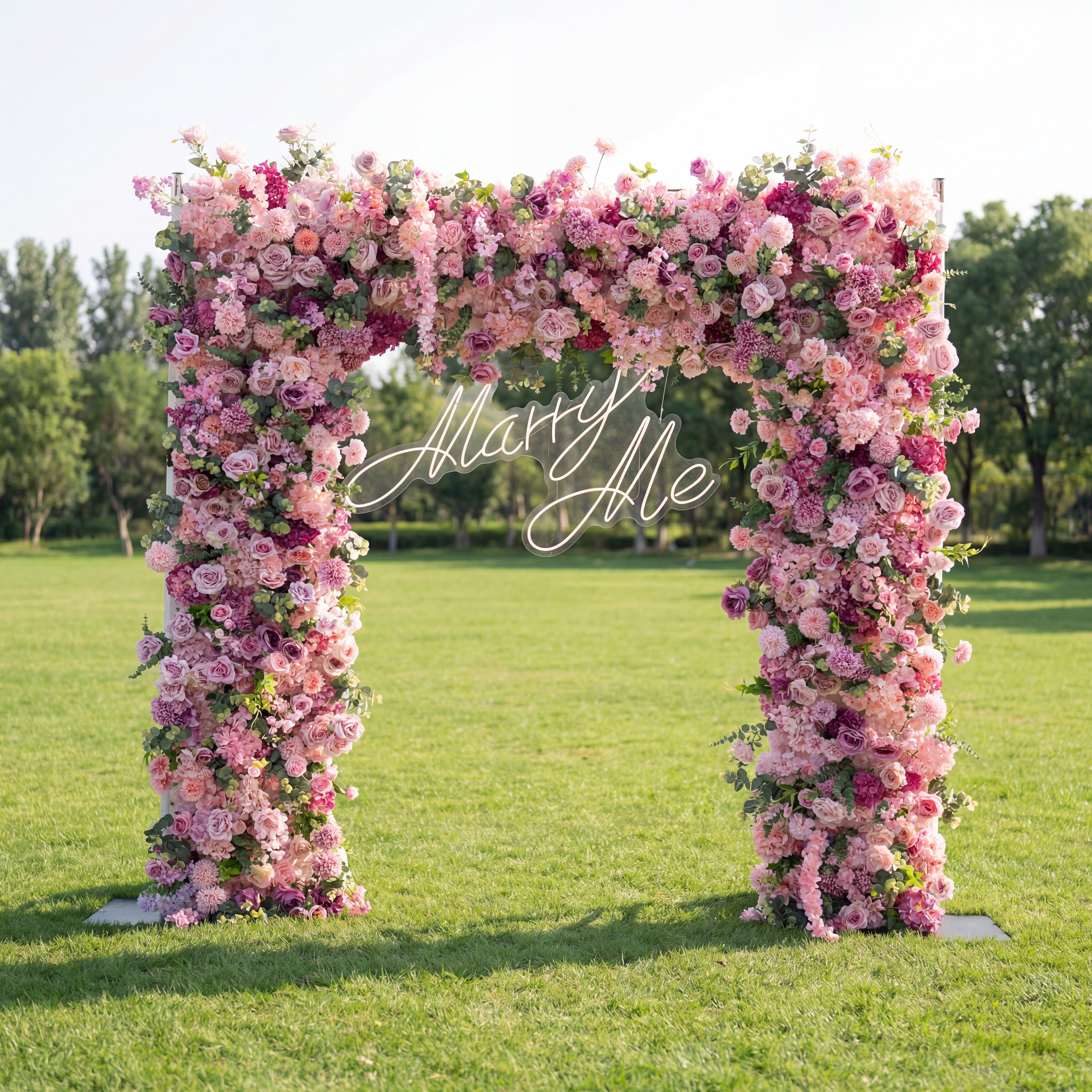 Valar Flower Pink Floral Arch, Artificial Backdrop, Romantic Wedding Ceremony Decor, Elegant Event Photography Prop VF-490-3