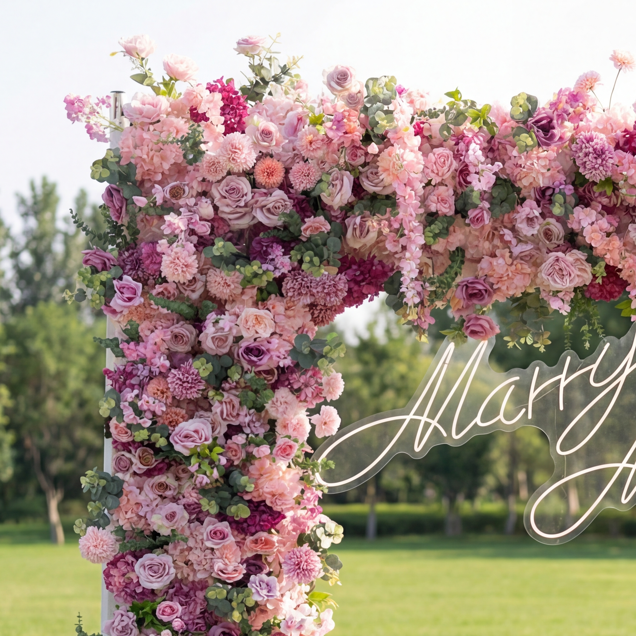 Valar Flower Pink Floral Arch, Artificial Backdrop, Romantic Wedding Ceremony Decor, Elegant Event Photography Prop VF-490-3