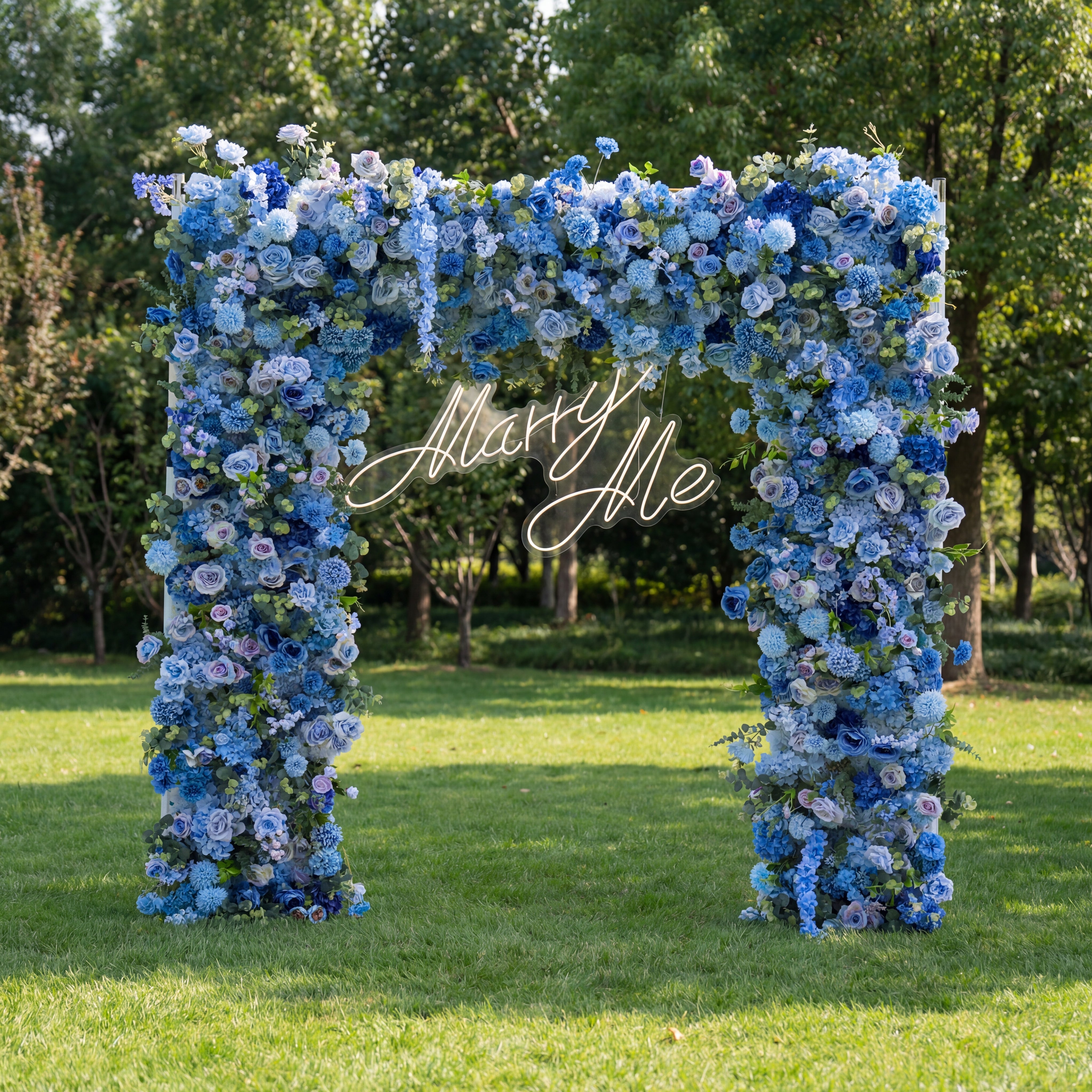 Valar Flower Blue Floral Arch, Artificial Backdrop, Romantic Wedding Ceremony Decor, Elegant Event Photography Prop VF-490-4