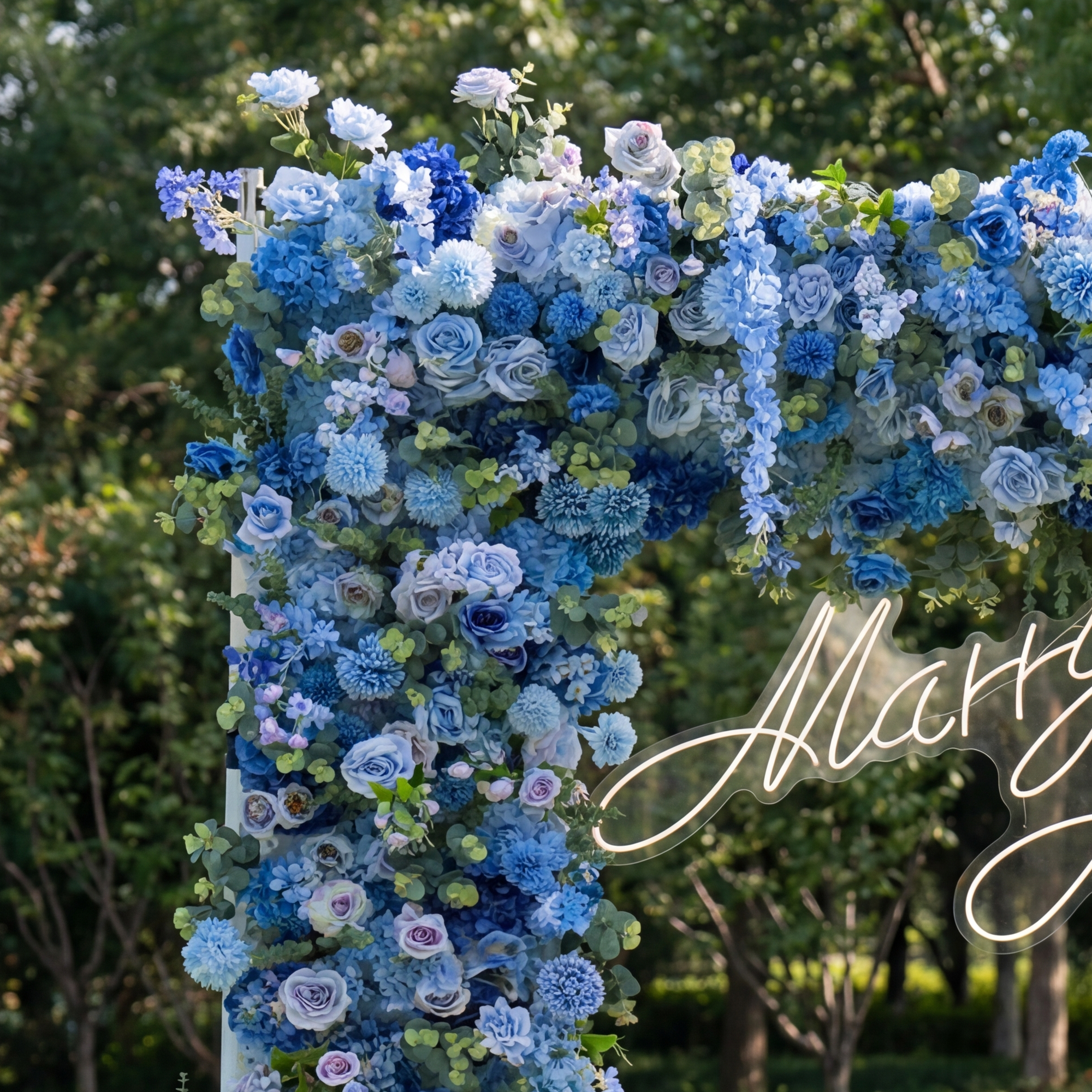 Valar Flower Blue Floral Arch, Artificial Backdrop, Romantic Wedding Ceremony Decor, Elegant Event Photography Prop VF-490-4