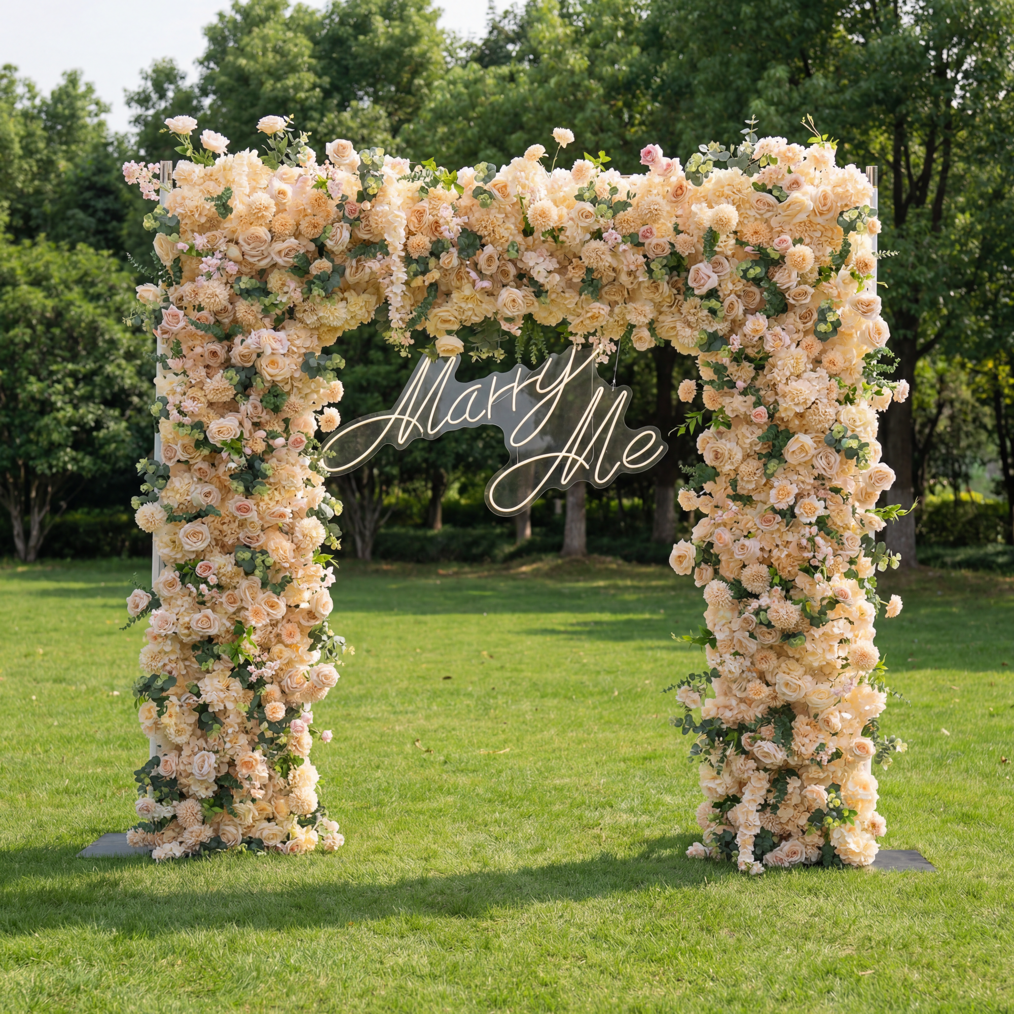 Valar Flower Champagne Floral Arch, Artificial Backdrop, Romantic Wedd