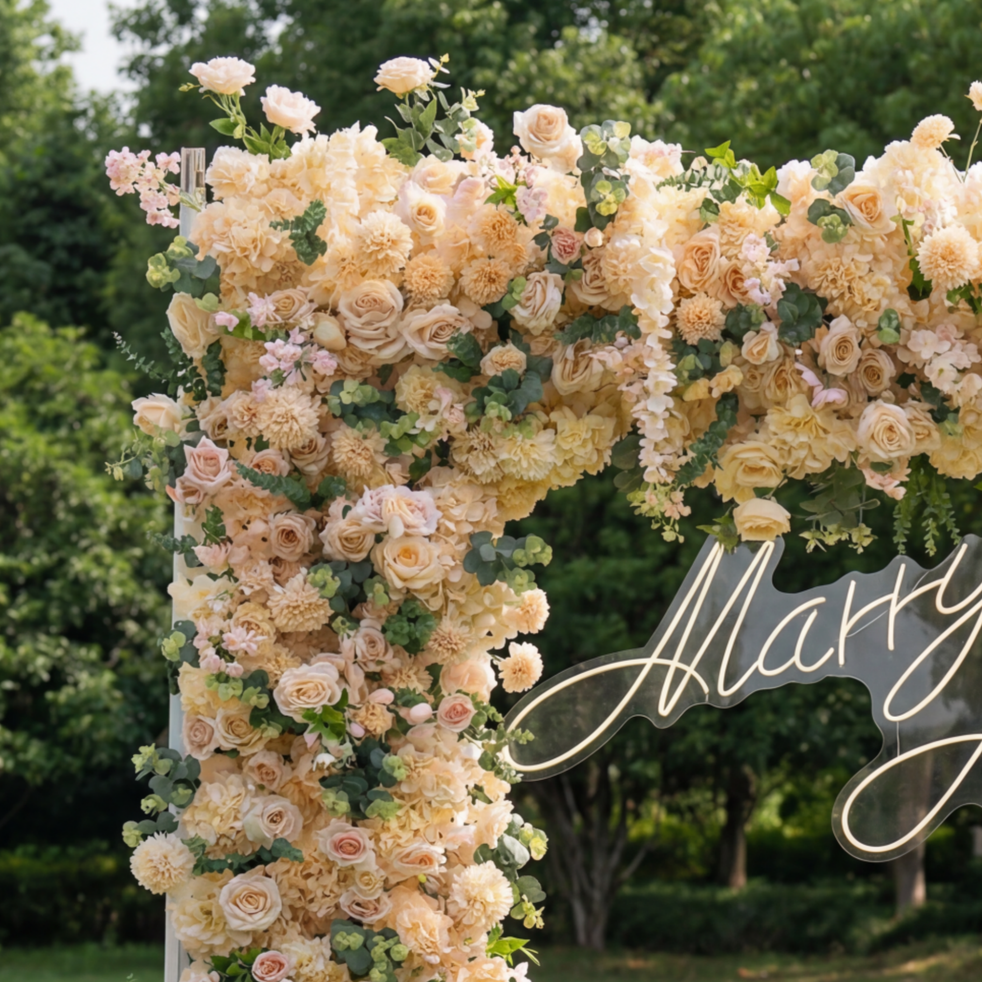 Valar Flower Champagne Floral Arch, Artificial Backdrop, Romantic Wedding Ceremony Decor, Elegant Event Photography Prop VF-490-6