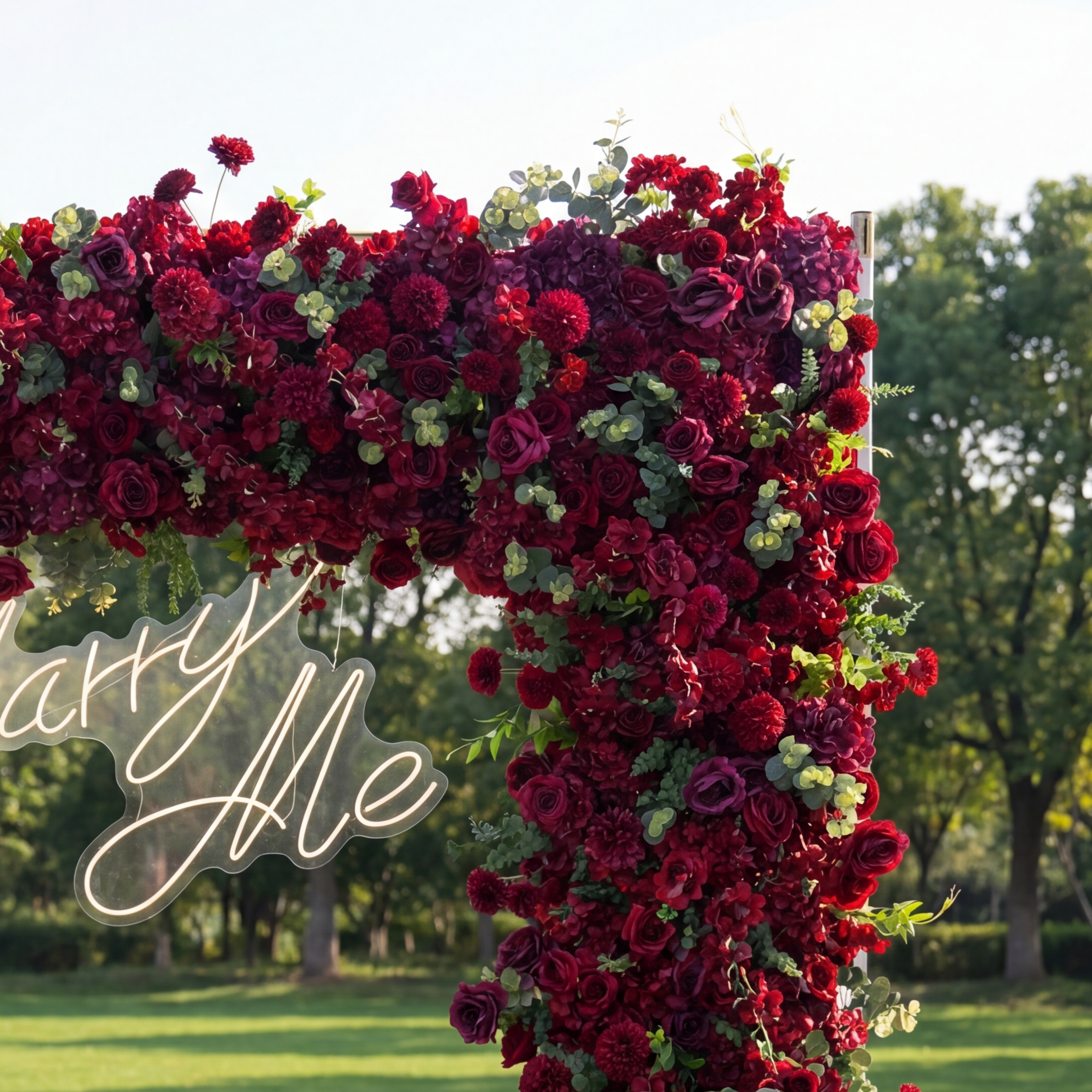 Valar Flower Red Floral Arch, Artificial Backdrop, Romantic Wedding Ceremony Decor, Elegant Event Photography Prop VF-490-5
