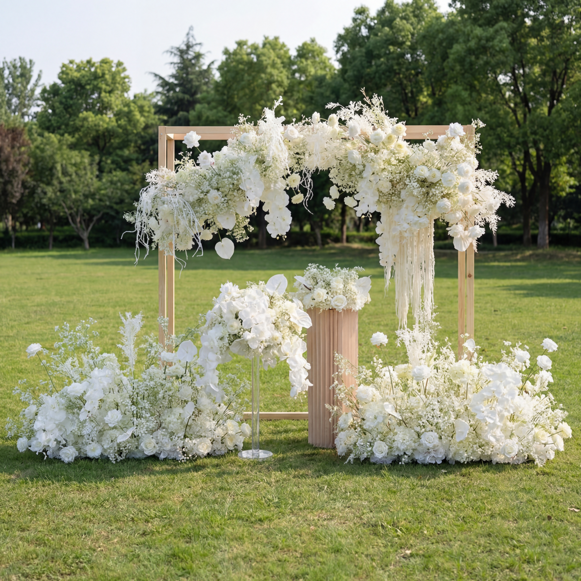 Valar Flower Luxury White Garden Wedding Set with Floor Floral Arrangements FA-321