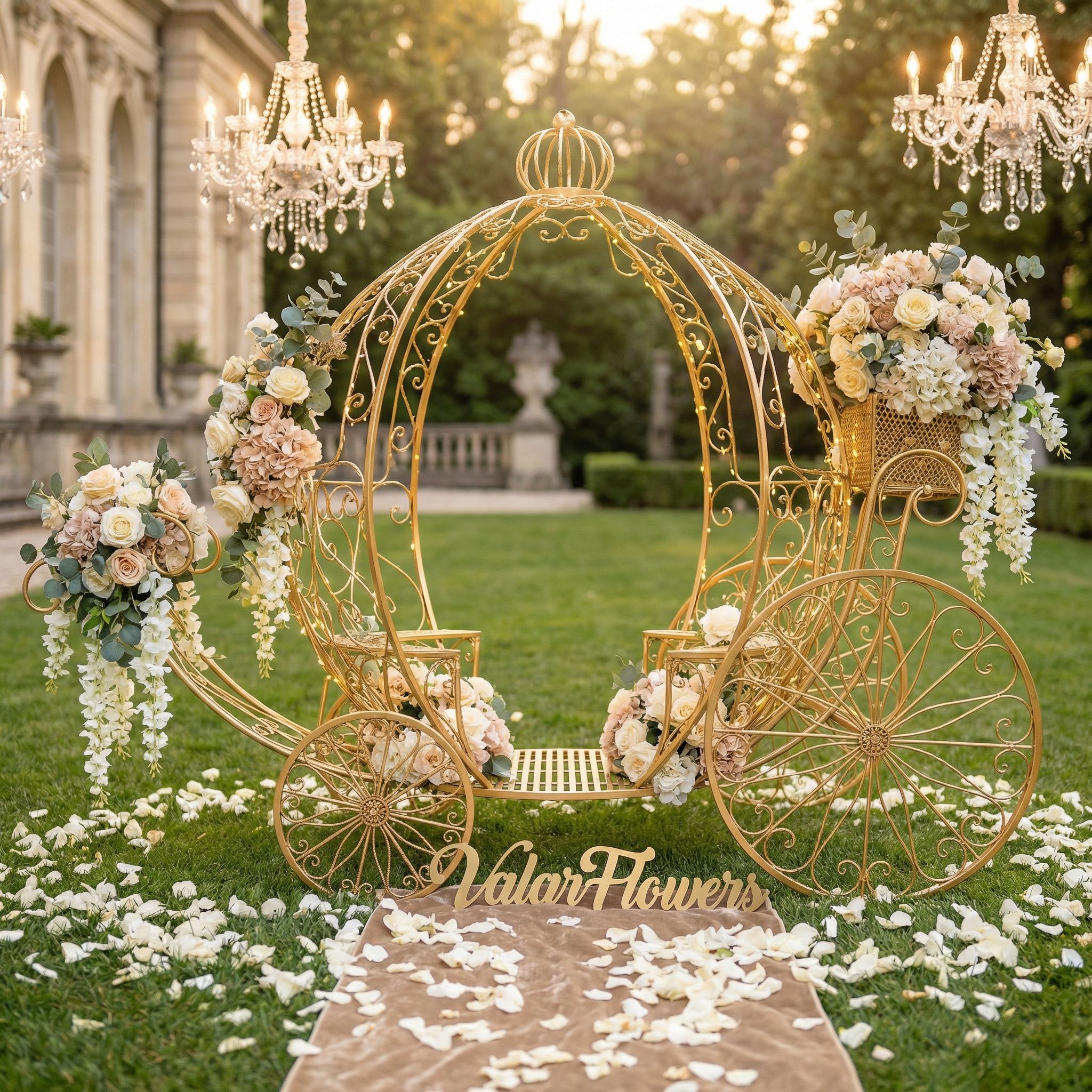 7.9ft Life size Height Fairy Princess Style Cinderella's Fantasy Pumpkin Carriage for Castle Decorating/ Halloween/ Baby Shower /Wedding Invitation Decor