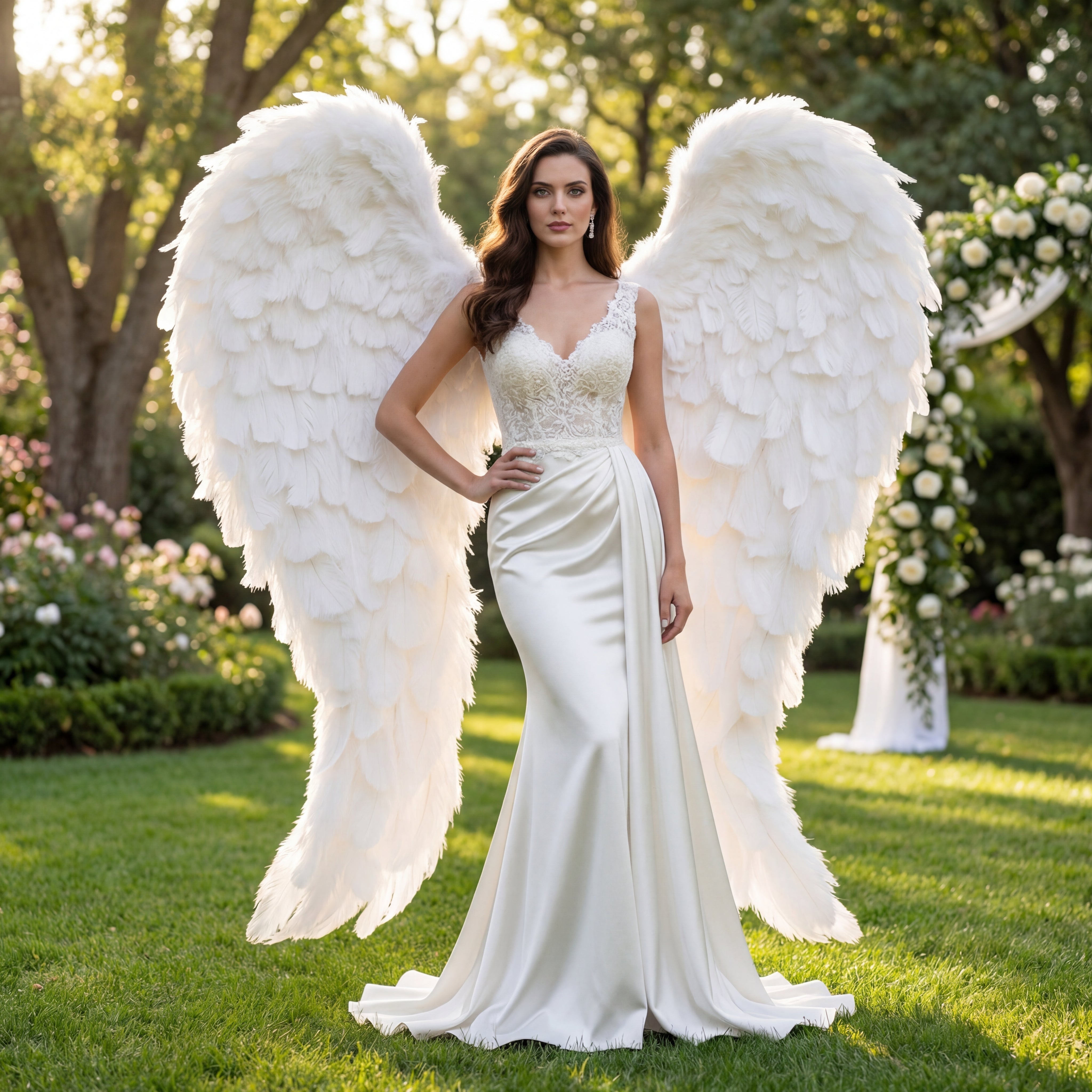 Victoria's Secret Engelsfederflügel – Umhang aus echten Straußenfedern für Autoshows, Laufstege, Bühnenauftritte, Model- und Fotorequisiten VF-880