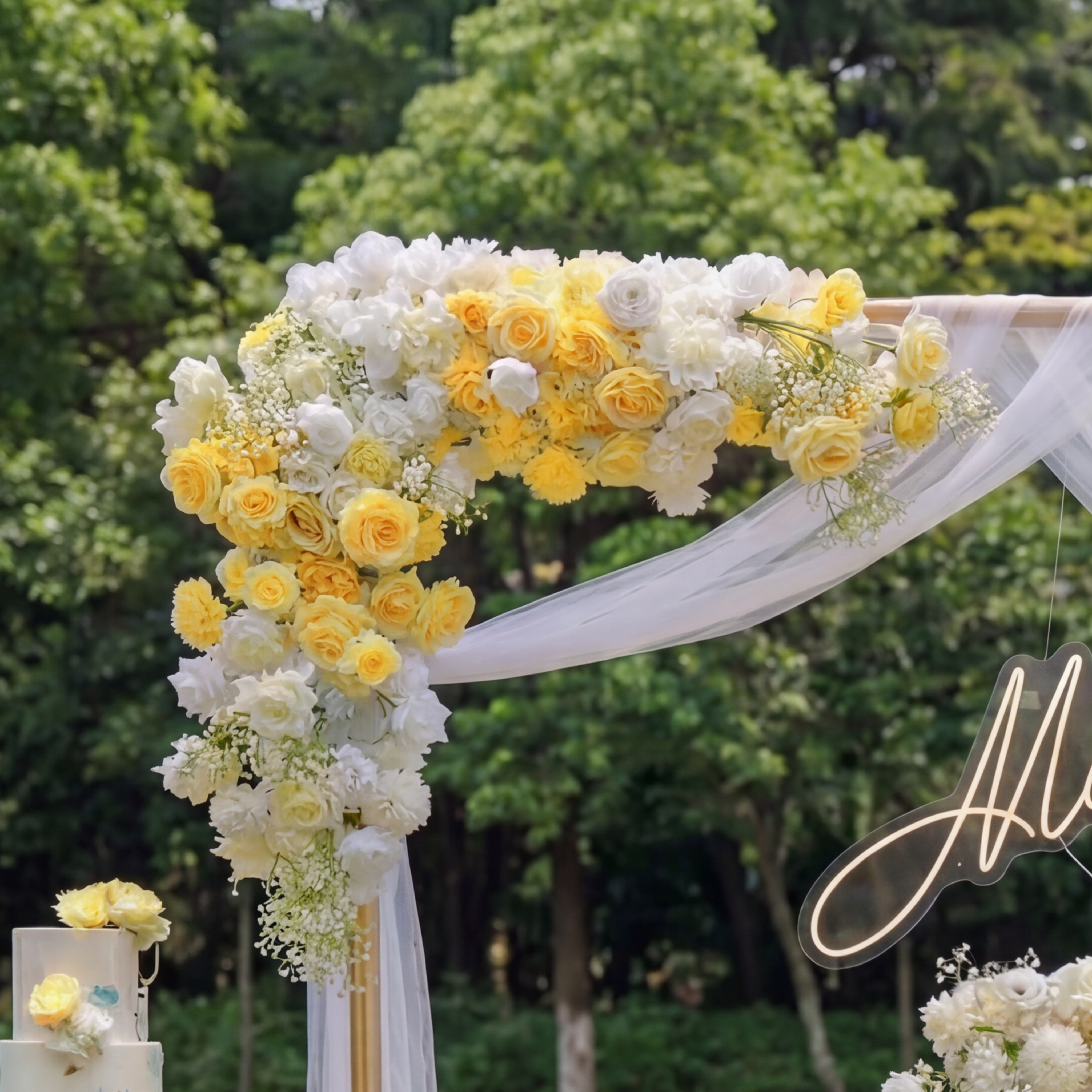 럭셔리 웨딩 꽃 장식 세트 – 인공 꽃 배경, 웰컴 사인 꽃 및 테이블 장식을 위한 우아한 웨딩 장식 VF-418-3