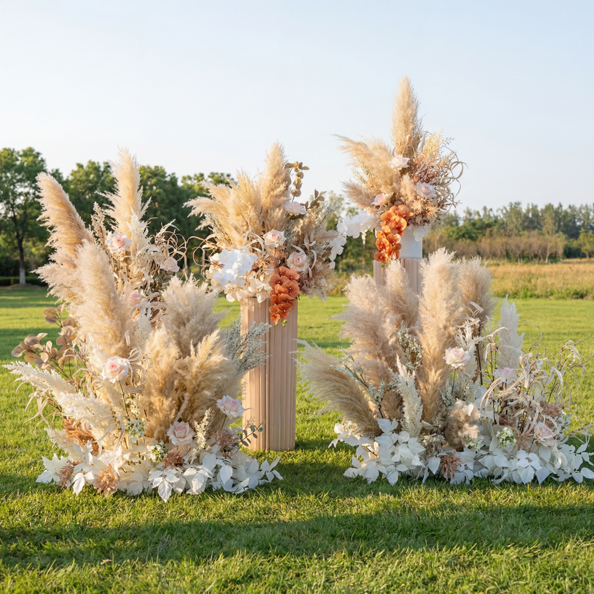 ValarFlower Pampas Grass Wedding Decor Set – Artificial Boho Floral Arrangements for Ceremony, Party & Event Backdrop FA-324
