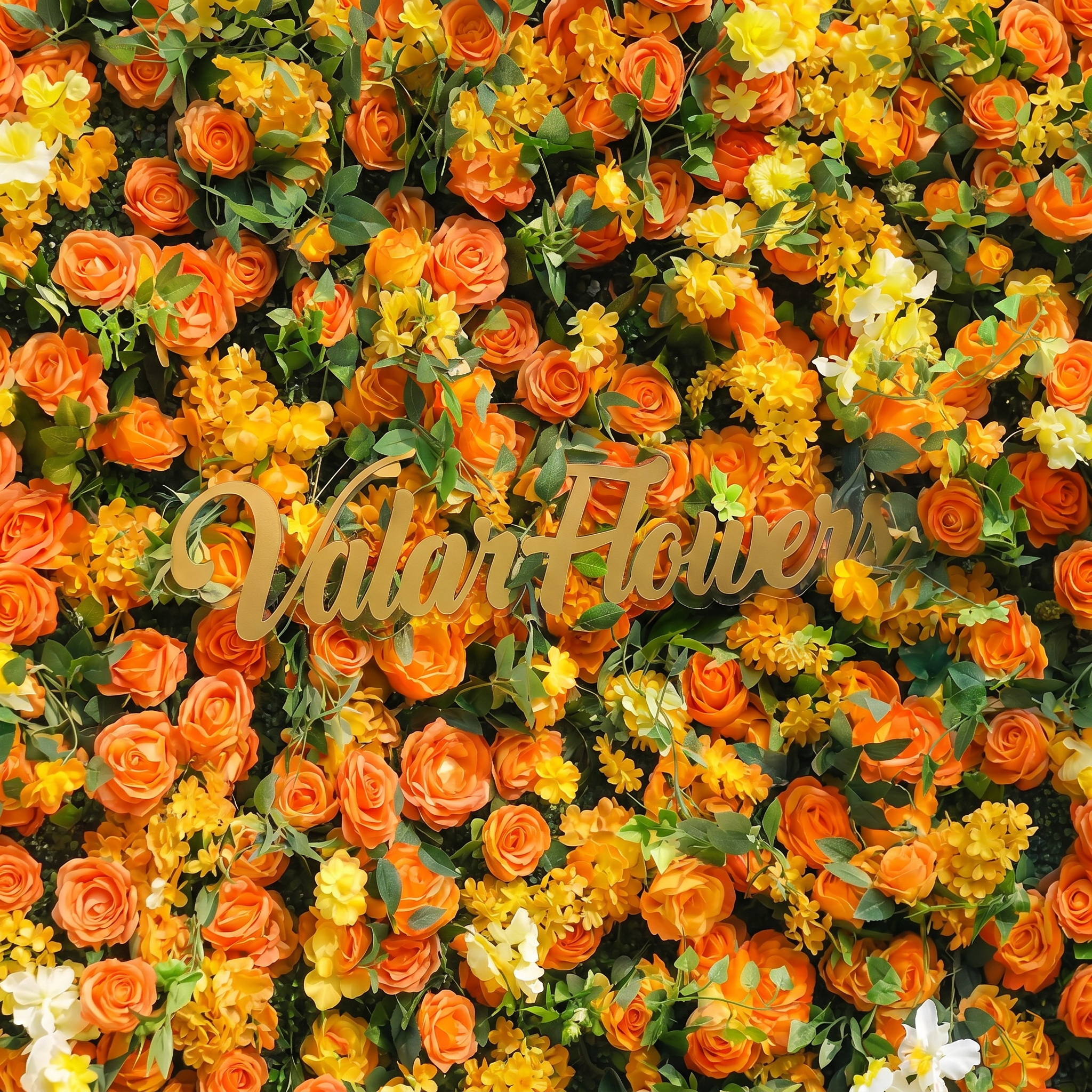 ValarFlower Orange Floral Wall Backdrop – Artificial Flower Wedding Background for Party, Events & Photo Booth VF-838