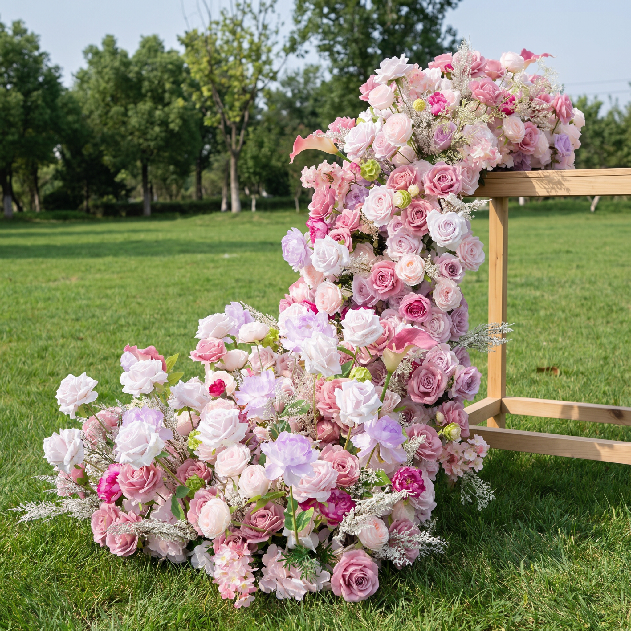 ValarFlower Pink Lavender Artificial Floral Arrangement, Romantic Wedding Table Flower Decor, Sweetheart Table & Aisle Ground Flower Centerpiece FA-349