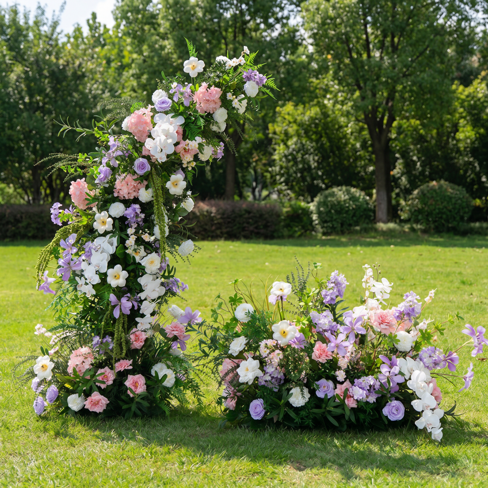 ValarFlower Pastel Pink Purple Artificial Floral Arch Arrangement, Wedding Ceremony Backdrop, Aisle Ground Flower & Sweetheart Table Decor VA-405