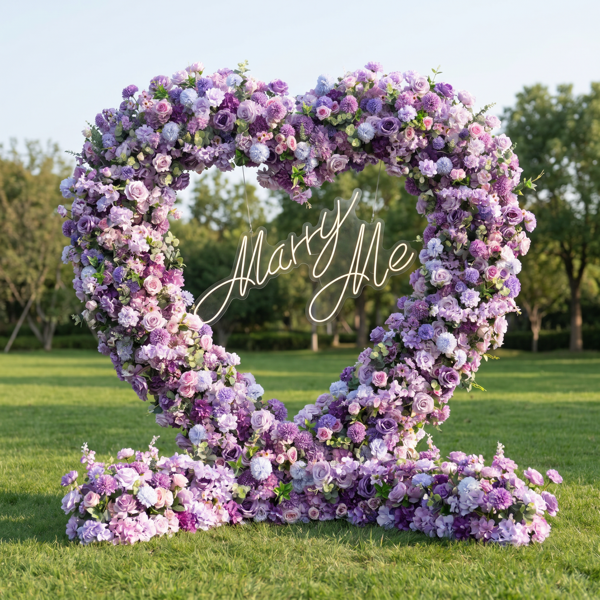 ValarFlower Luxury Purple Heart Flower Wall Arch, Romantic Wedding Ceremony Backdrop for Outdoor Garden & Engagement Events HA-490