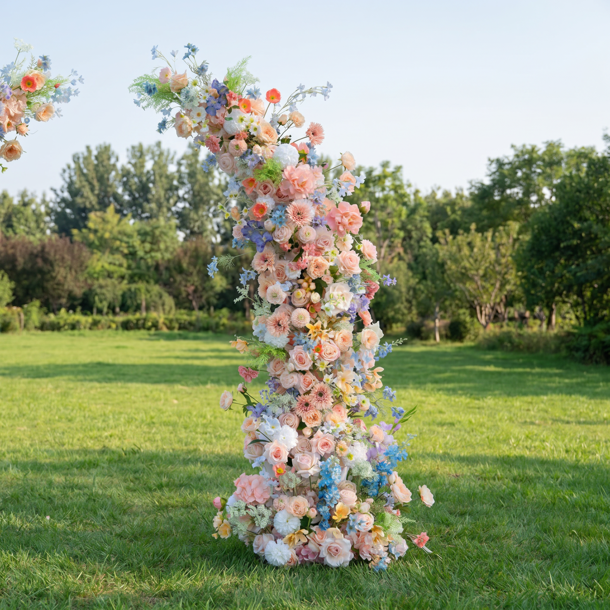 ValarFlower Luxury Peach Pink Floral Arch Pair Wedding Ceremony Entrance Backdrop, Romantic Garden Aisle Flower Installation for Outdoor Engagement & Event Decor VA-407