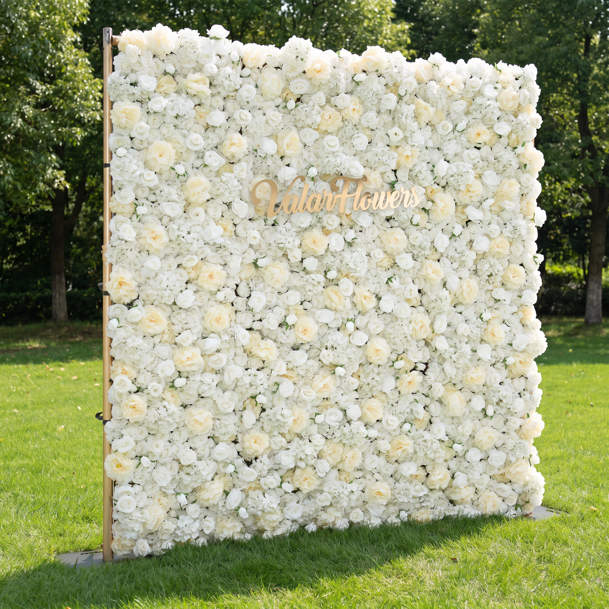 Valar Flower Roll Up Fabric Artificial White Flower Wall Wedding Backdrop, Decoración Floral para Fiesta, Fotografía de Eventos VF-052