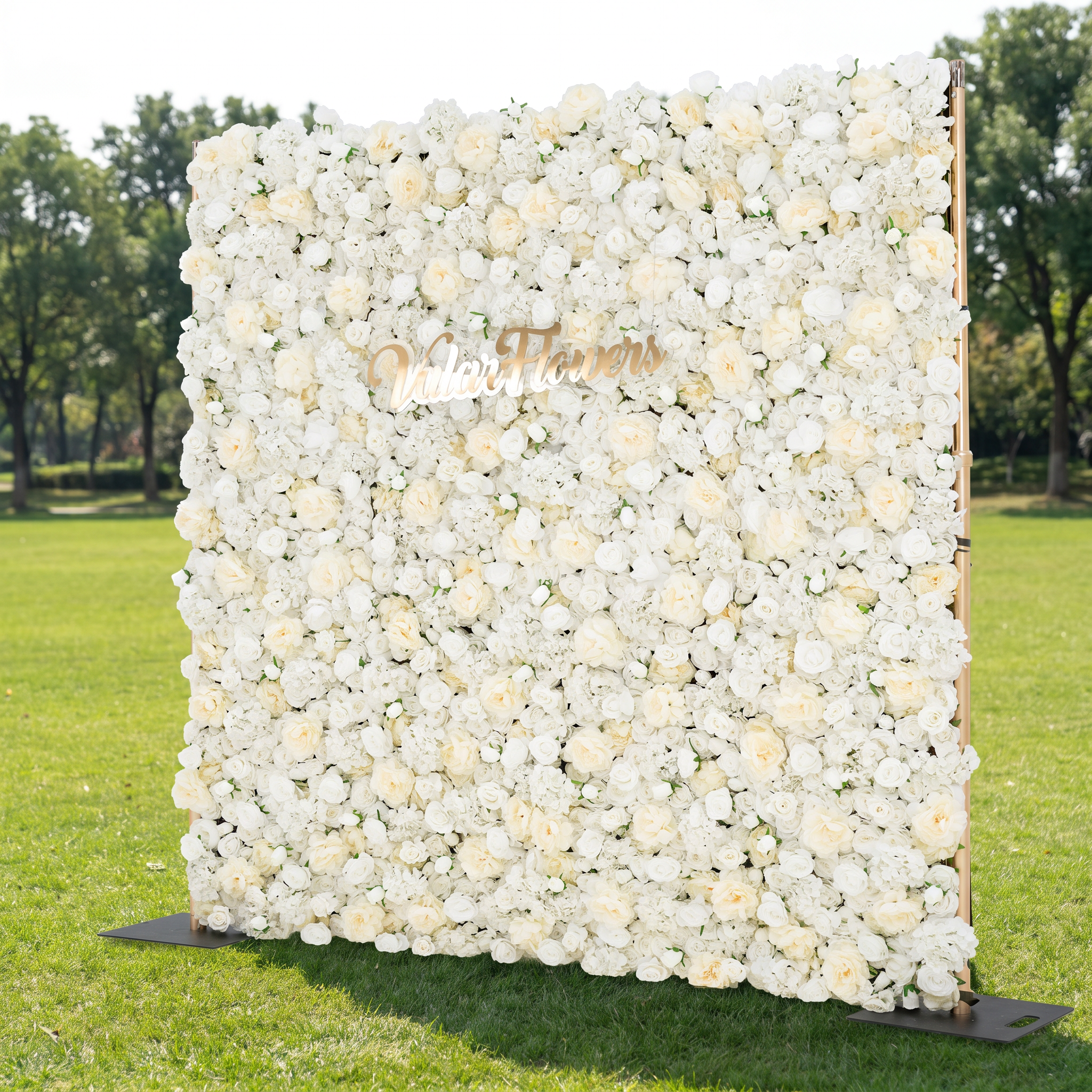 Valar Flower Roll Up Fabric Artificial White Flower Wall Wedding Backdrop, Decoración Floral para Fiesta, Fotografía de Eventos VF-052