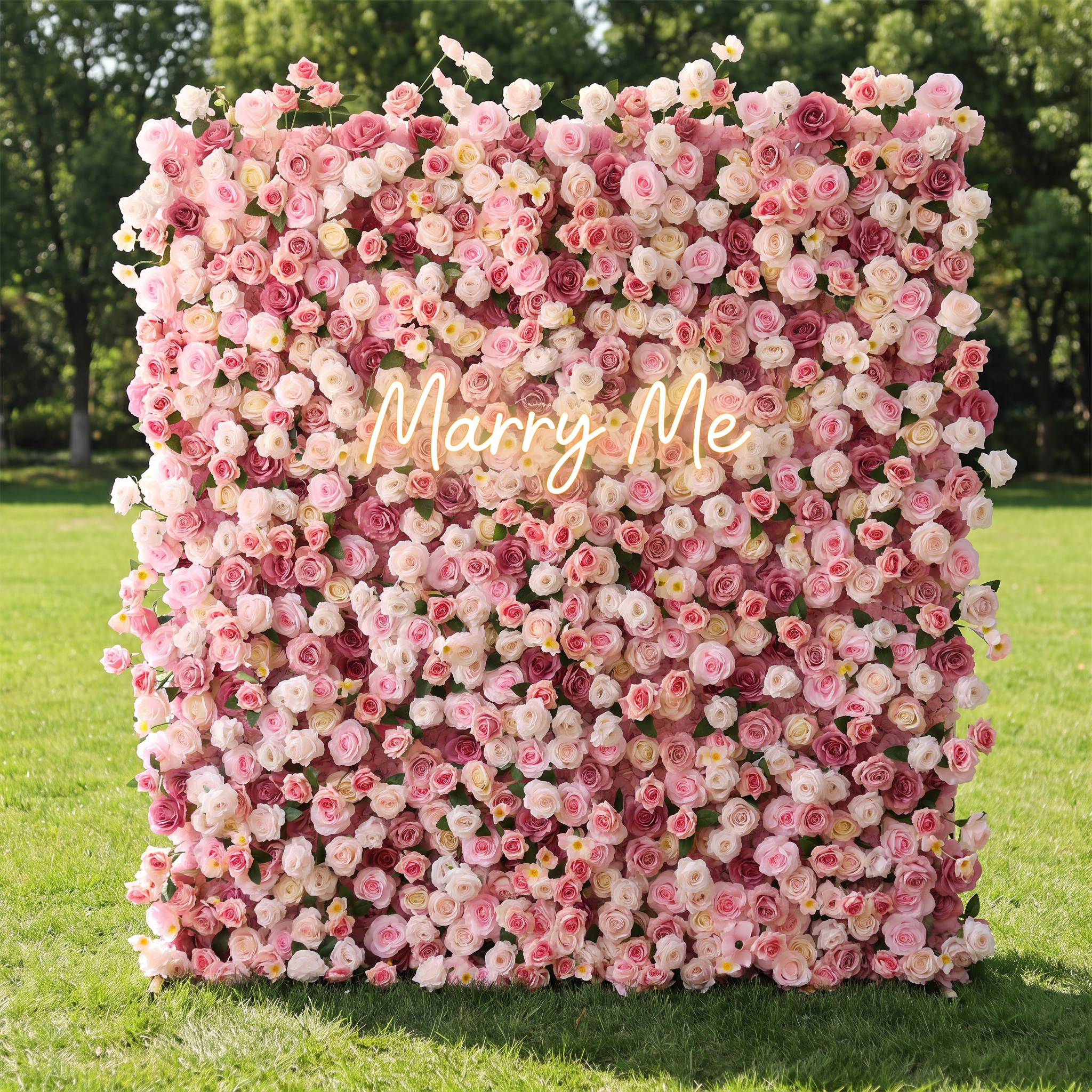 ValarFlower Blush Pink Artificial Flower Wall Backdrop, Romantic Wedding Decor with Roses VF-694