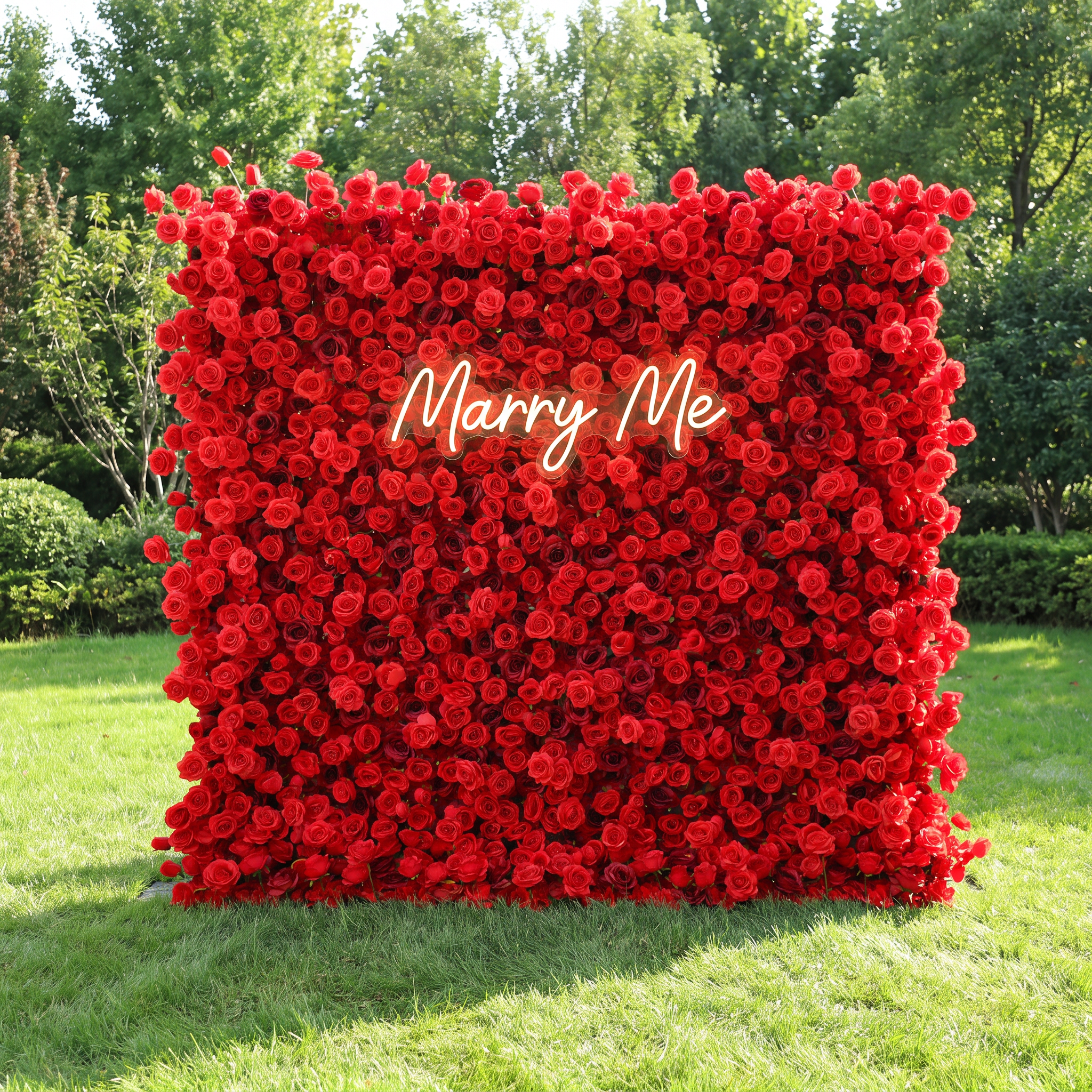 ValarFlower Red Artificial Rose Flower Wall Backdrop, Romantic Wedding Decor and Event Photo Booth VF-695