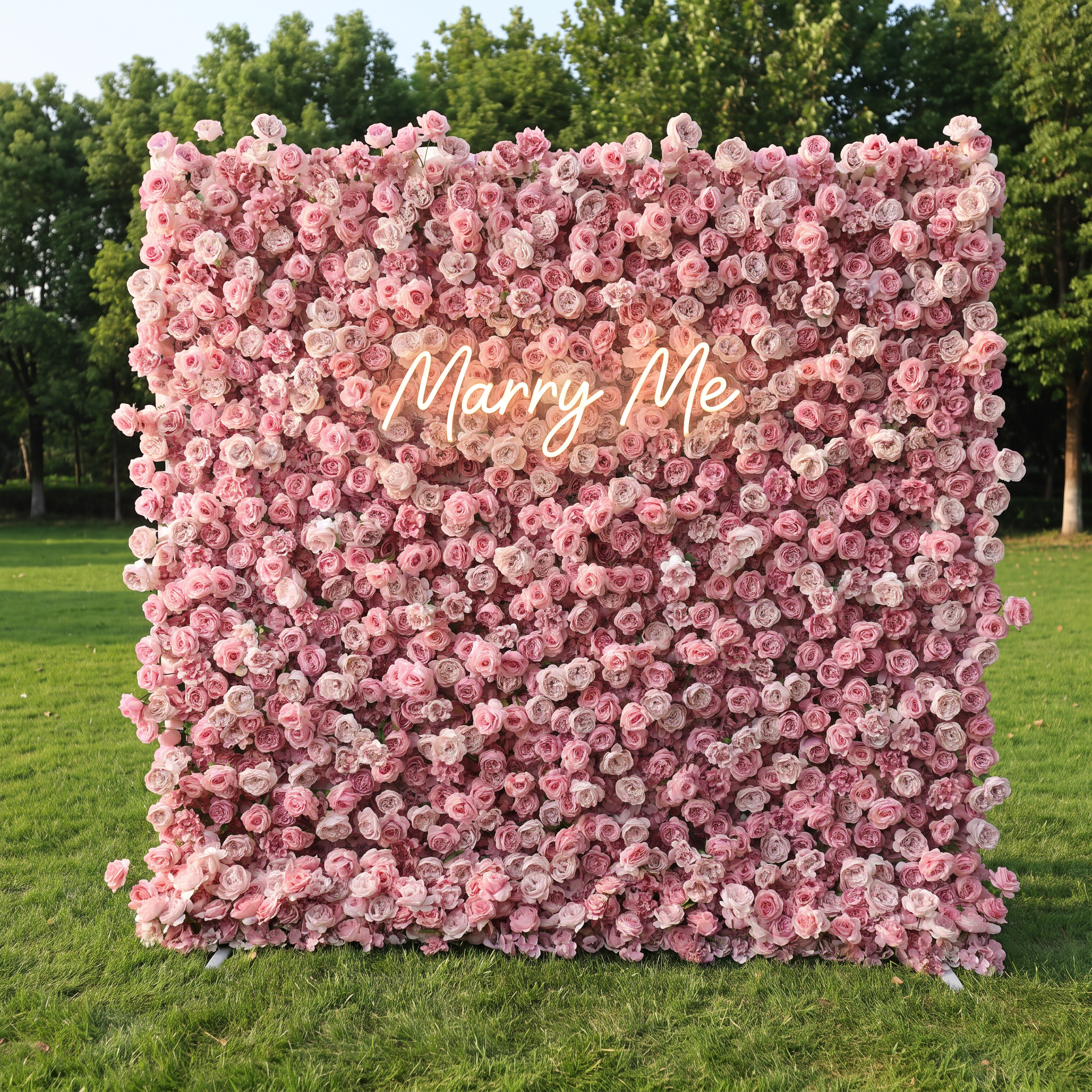 ValarFlower Blush Pink Artificial Flower Wall Backdrop, Romantic Rose Wedding Decor for Ceremony and Photo Booth VF-696
