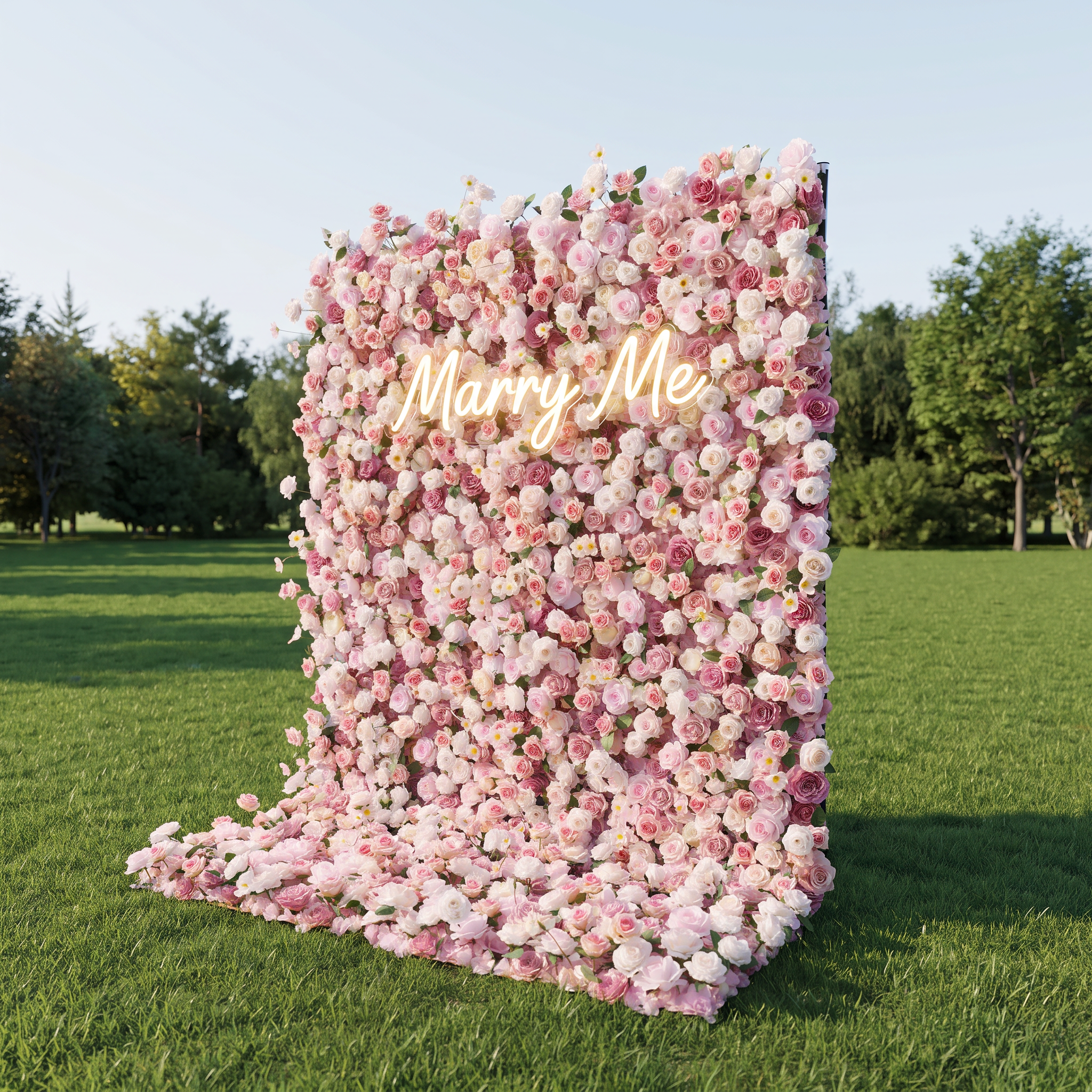 ValarFlower Blush Pink Artificial Flower Wall Backdrop, Romantic Wedding Decor with Roses VF-694
