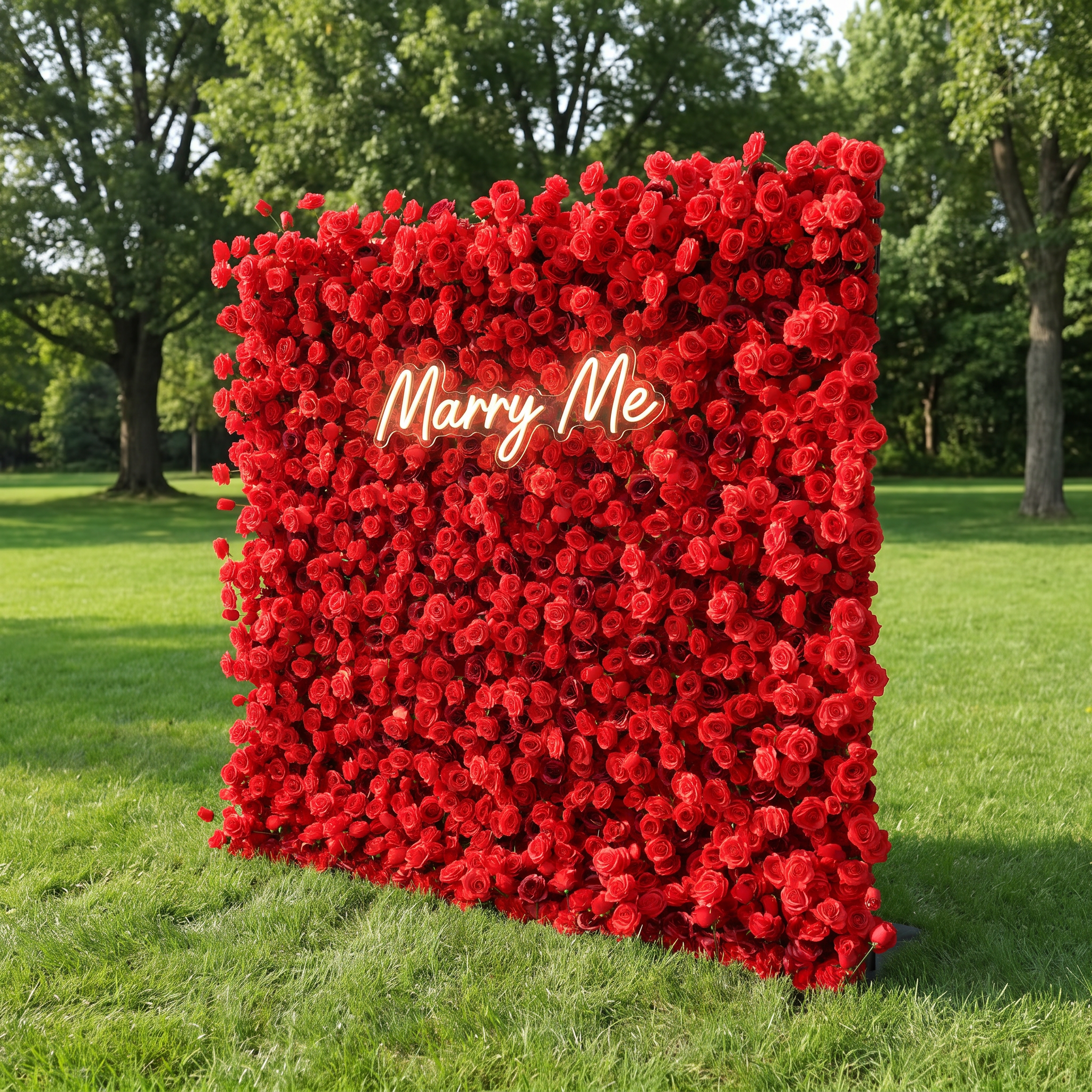 ValarFlower Red Artificial Rose Flower Wall Backdrop, Romantic Wedding Decor and Event Photo Booth VF-695