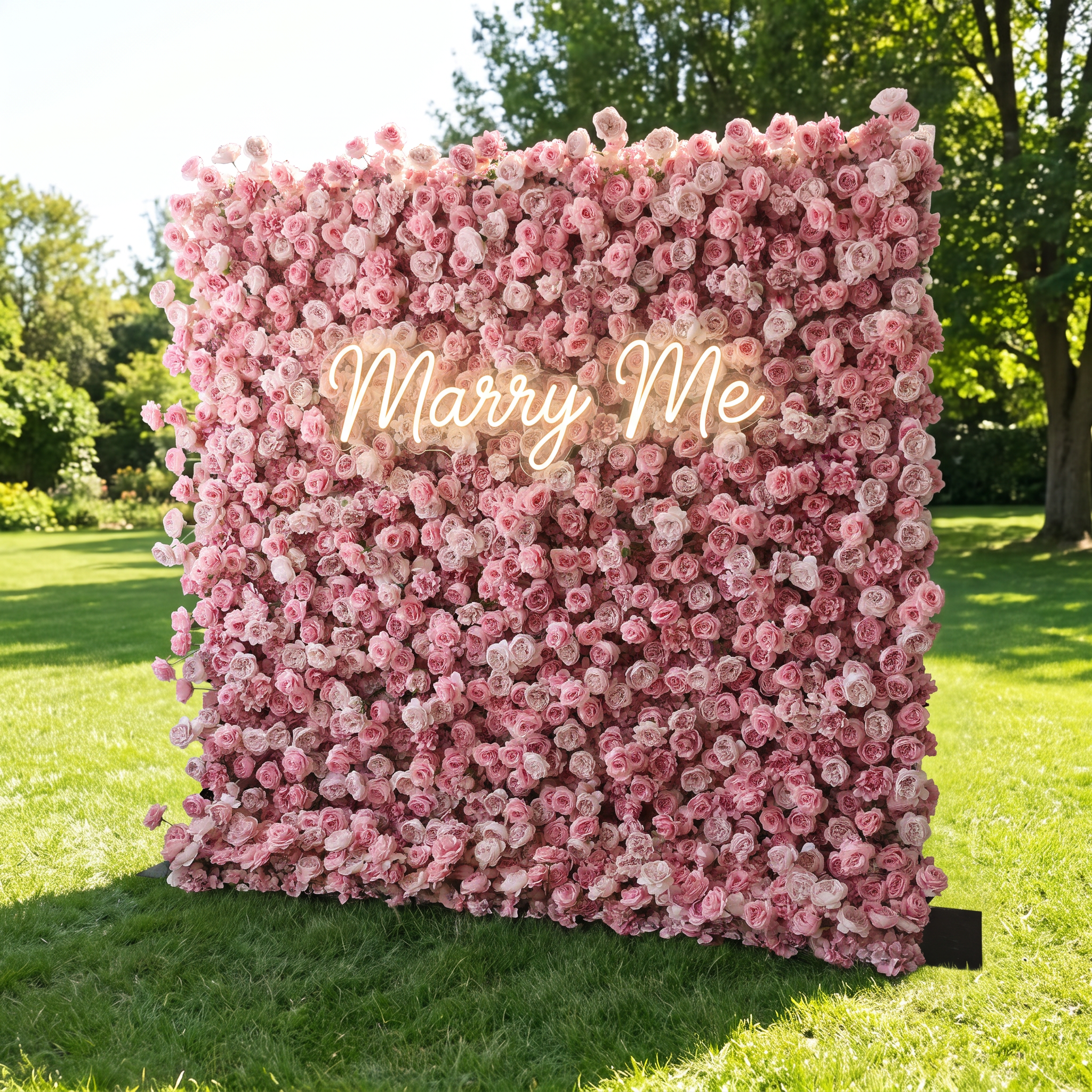 ValarFlower Blush Pink Artificial Flower Wall Backdrop, Romantic Rose Wedding Decor for Ceremony and Photo Booth VF-696