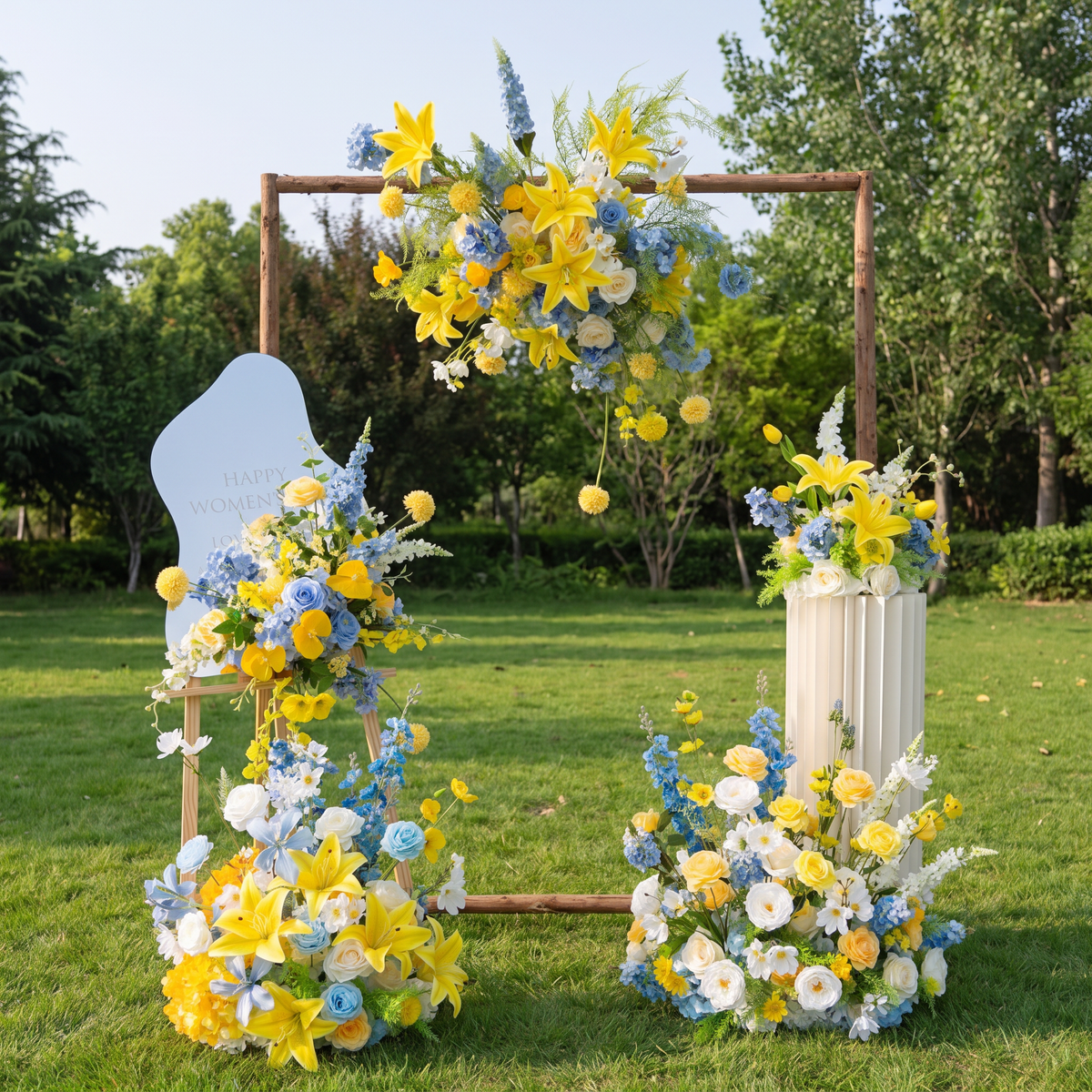 Arreglo de flores artificiales en durazno y blanco – Conjunto romántico para mesa de evento y decoración de señalización FA-263