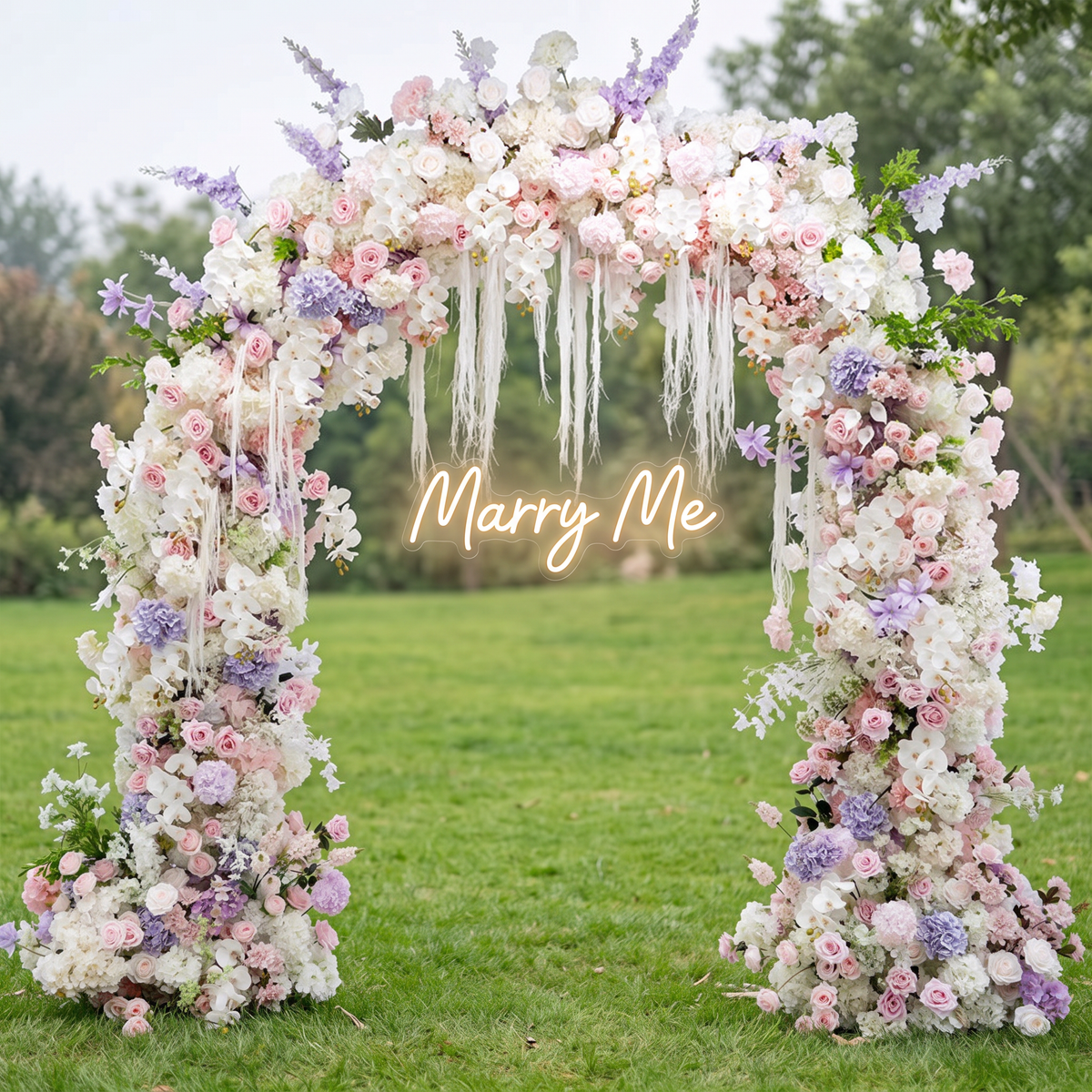 Arche florale élégante en forme de lune pour cérémonie de mariage - Arche de fleurs artificielles pour mariages, événements et occasions spéciales