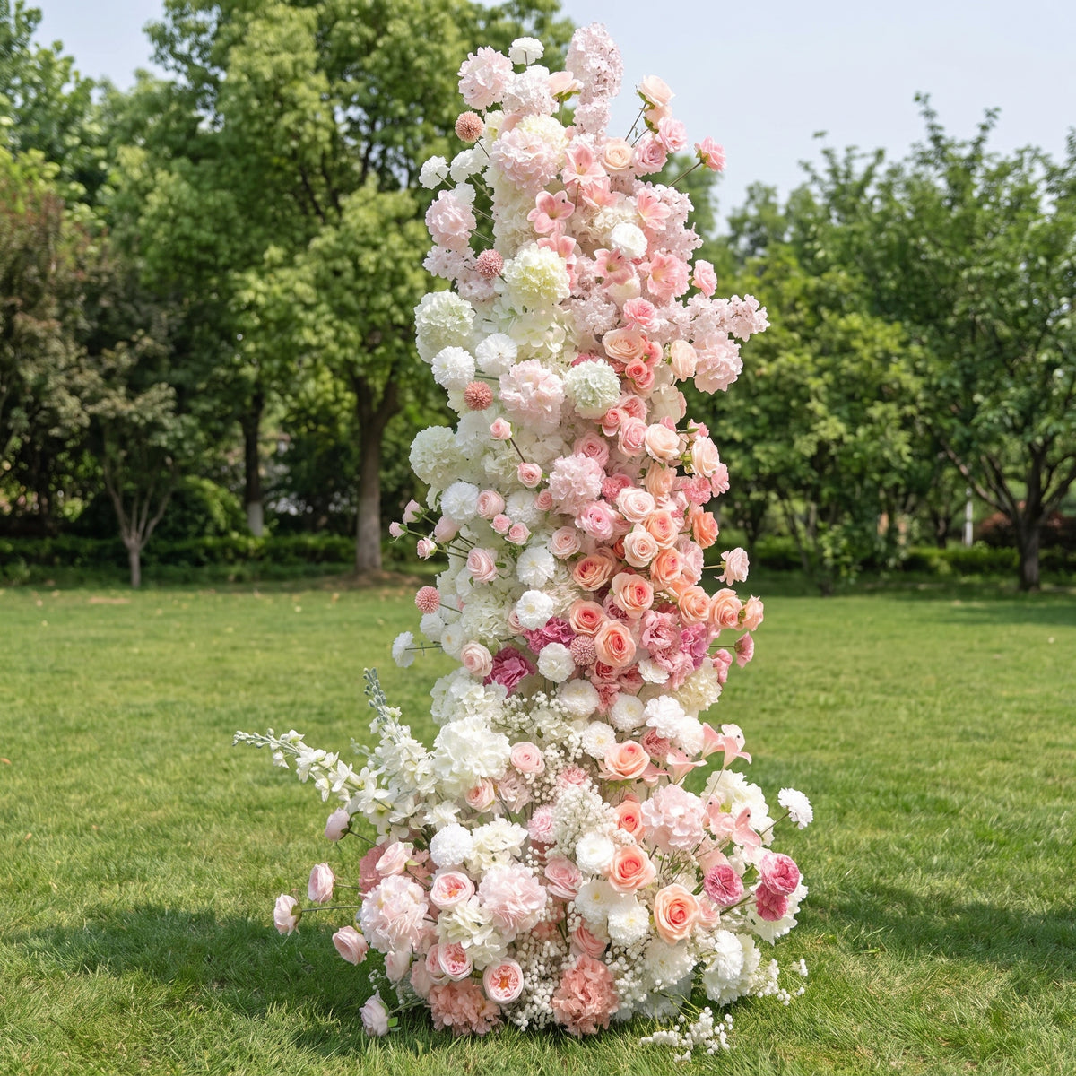Columnas Florales Falsas de Bloques de Color Modernos – Pilares de Flores Amarillo Brillante y Azul para Decoración de Bodas con Estilo VA-358