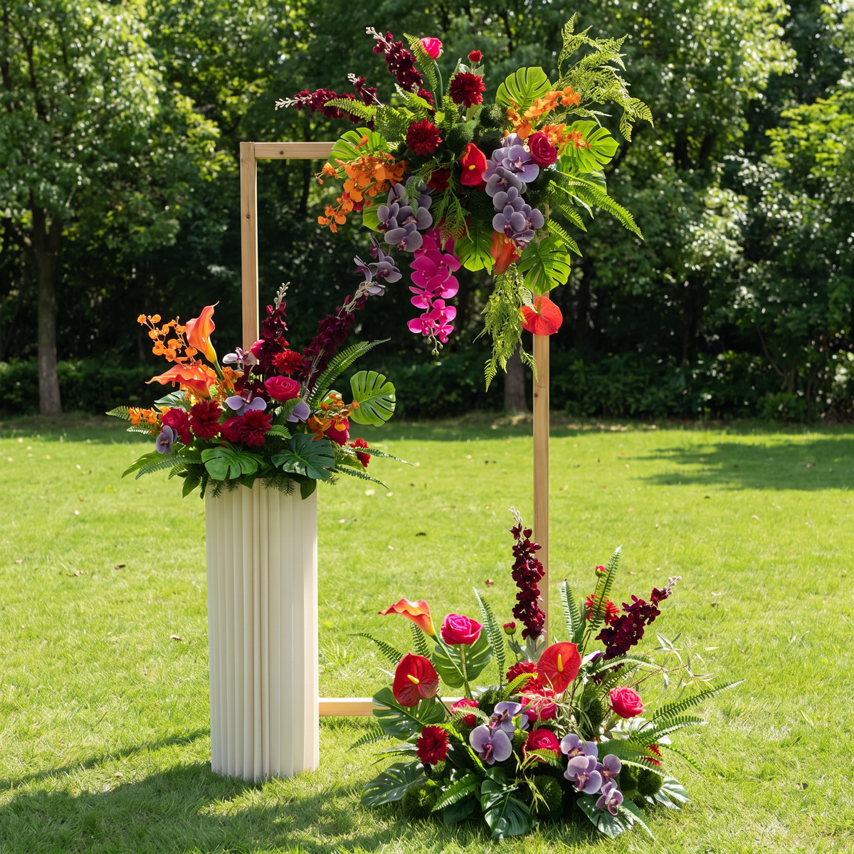 ValarFlower Tropical Artificial Flower Arrangement, Colorful Wedding Floral Decor for Events and Ceremony FA-378