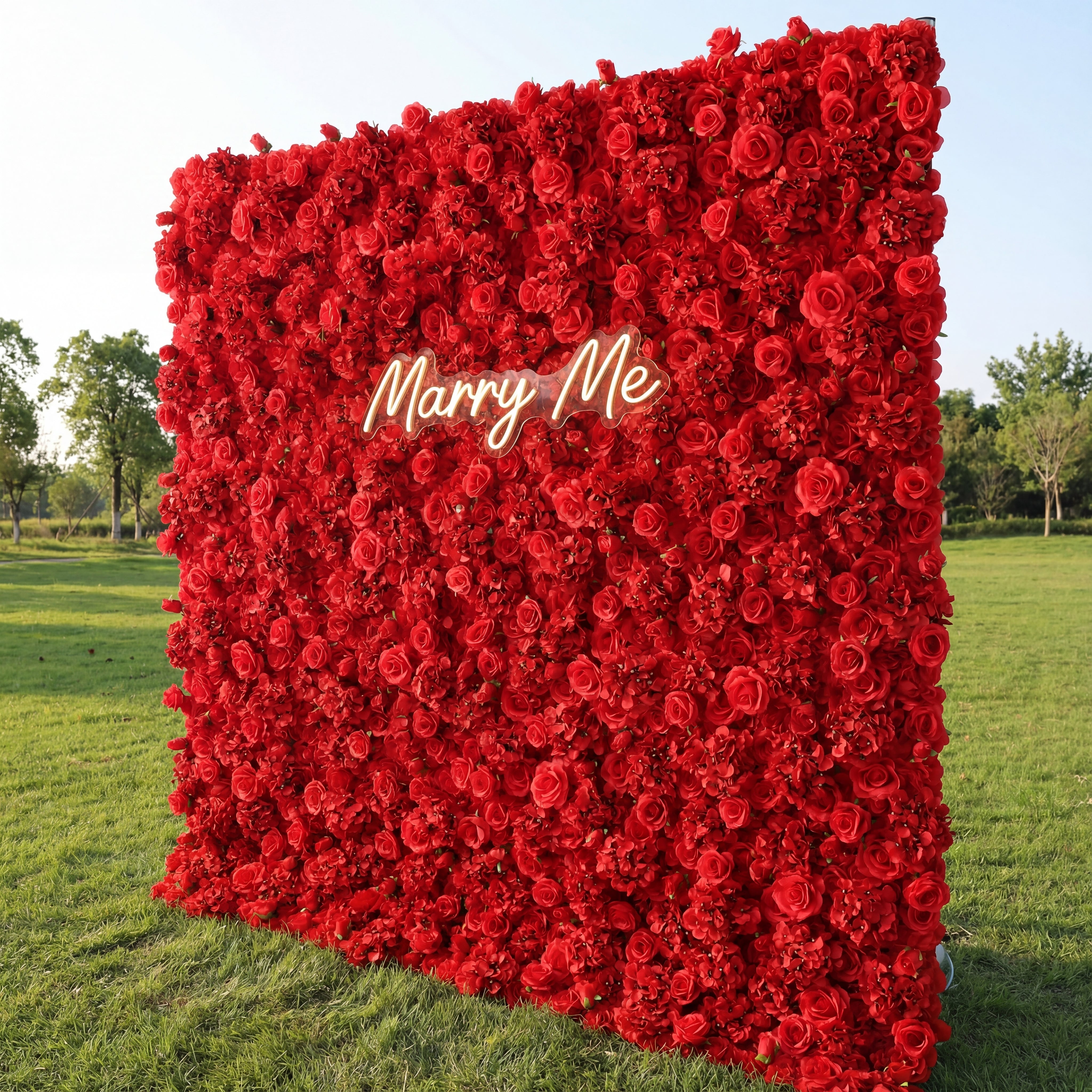 3D Red Rose Roll-Up Flower Wall Backdrop for Wedding & Party Celebration Decor VF-157-3