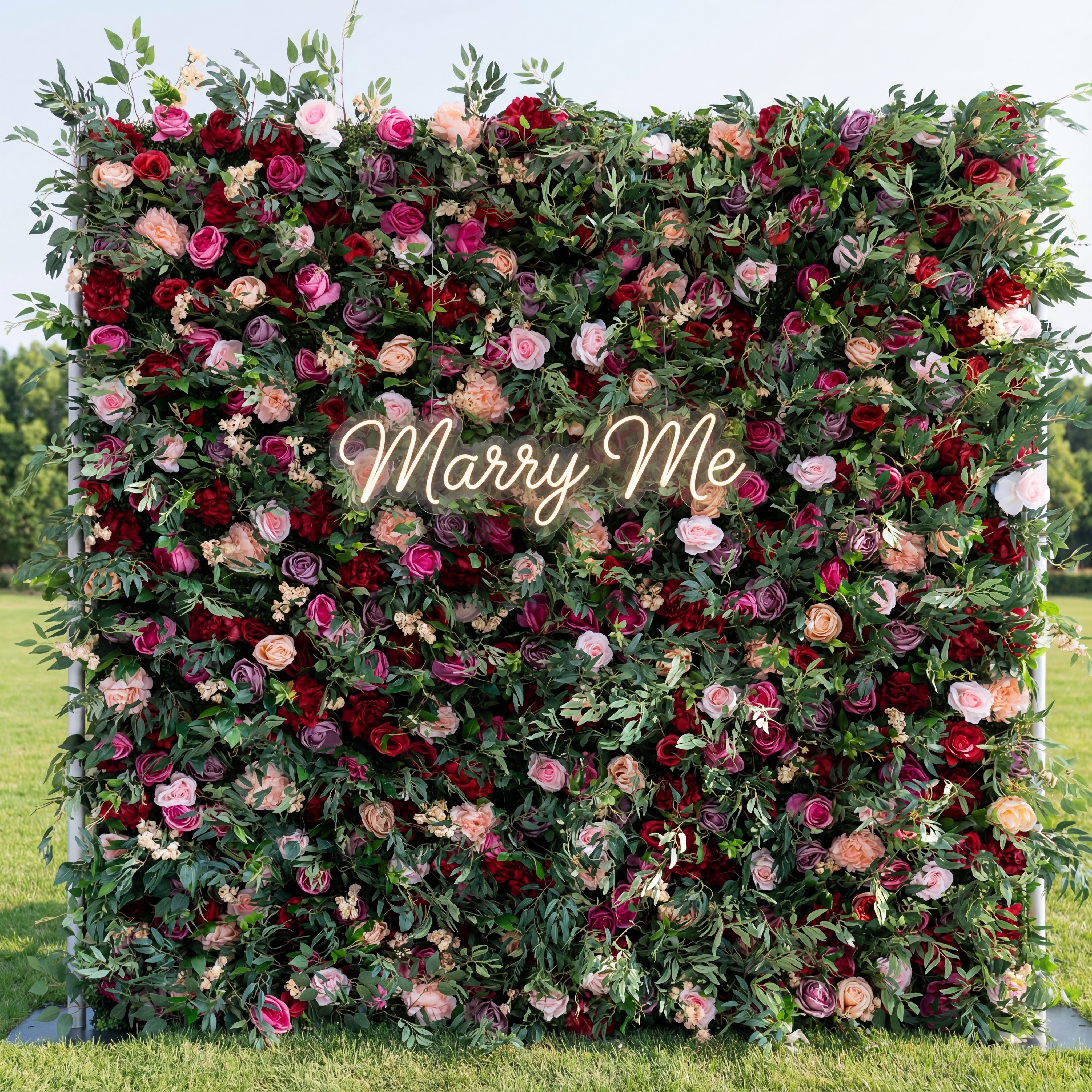 *USA Only* Valar Flower Roll Up Fabric Artificial Green Mixed Pinky and Purple and White Floral Wall VF-095-U