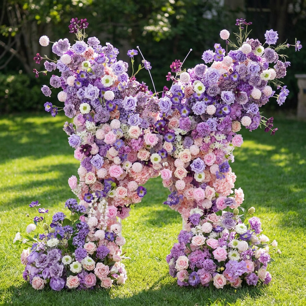 Eleganter Blumenbogen in Mondform für die Hochzeitszeremonie – Künstlicher Blumenbogen für Hochzeiten, Veranstaltungen und besondere Anlässe