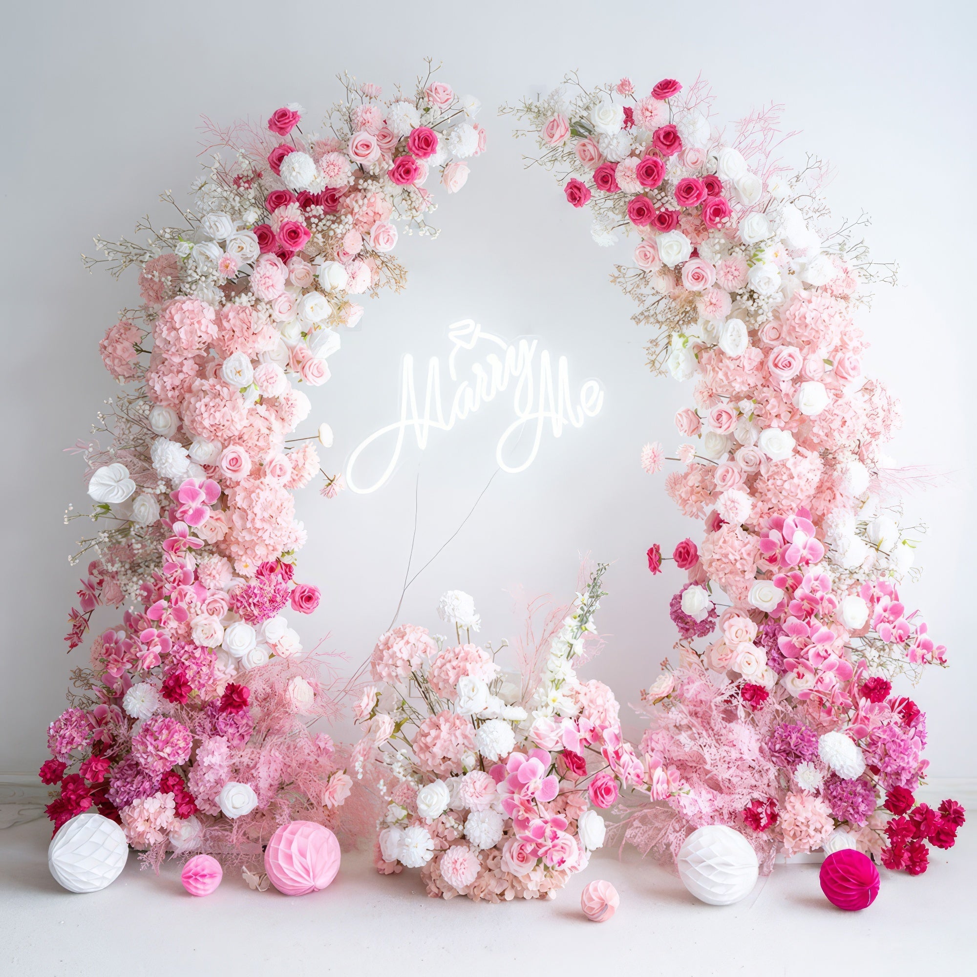 7 ft Romantic Pink Floral Archway - Wedding & Party Backdrop Decorations | Floral Display for Lush Engagements and Celebrations