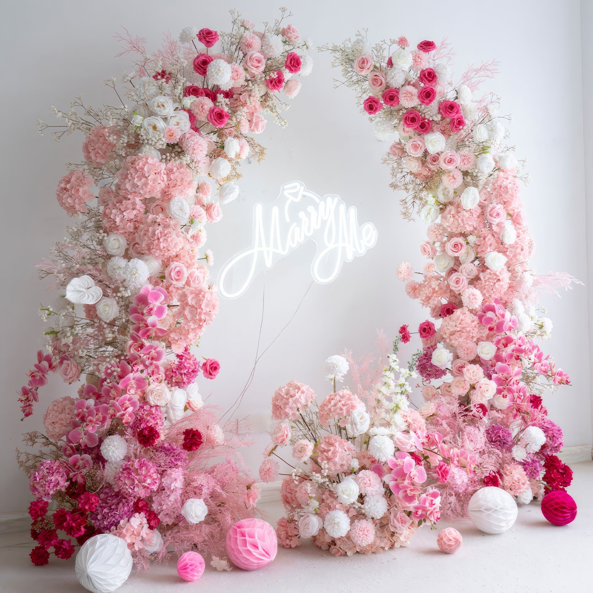 7 ft Romantic Pink Floral Archway - Wedding & Party Backdrop Decorations | Floral Display for Lush Engagements and Celebrations