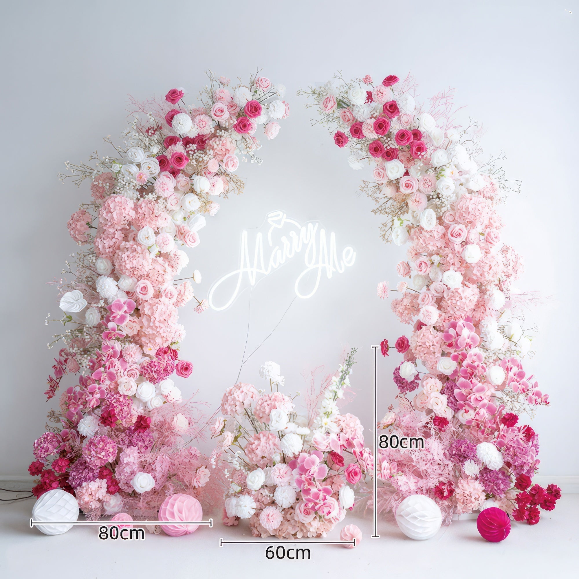 7 ft Romantic Pink Floral Archway - Wedding & Party Backdrop Decorations | Floral Display for Lush Engagements and Celebrations