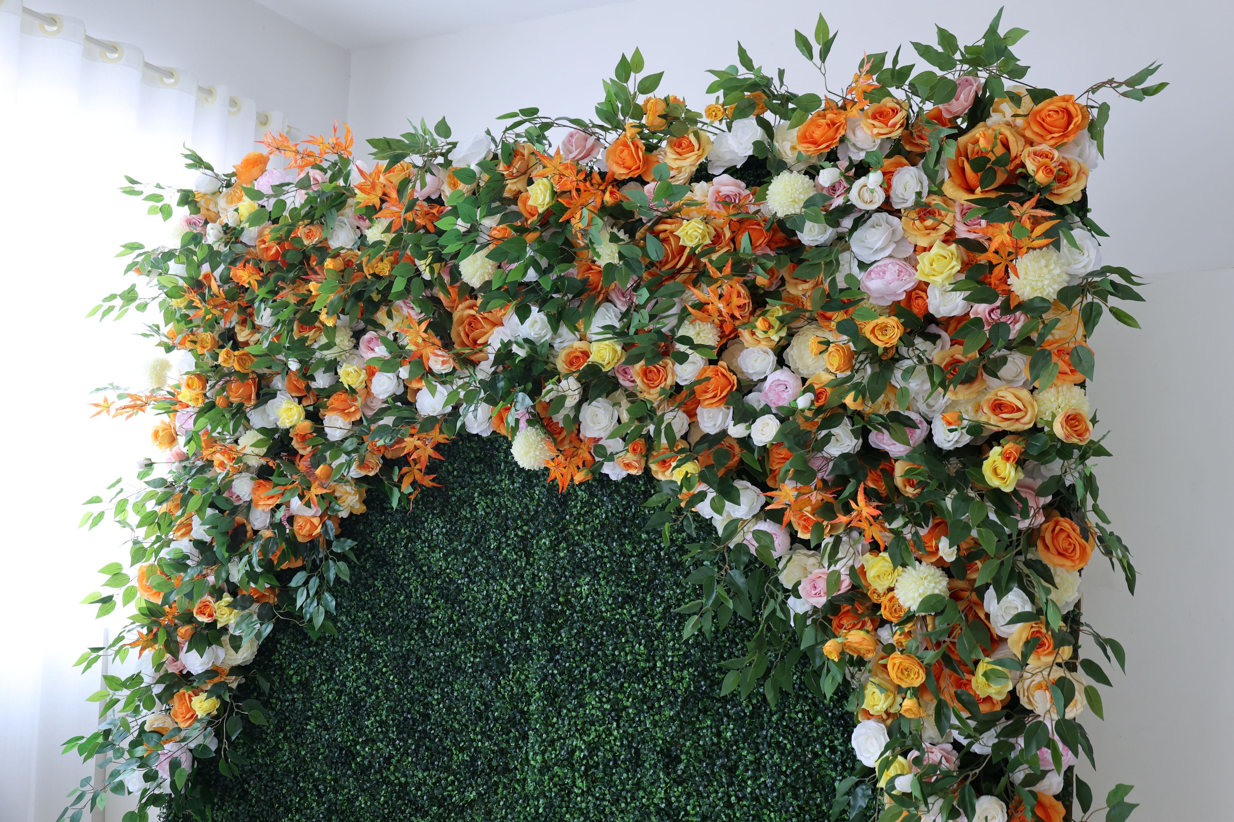 Fleurs Valar retrousser tissu fleur artificielle mur toile de fond de mariage, décor de fête florale, photographie d'événement-VF-393 