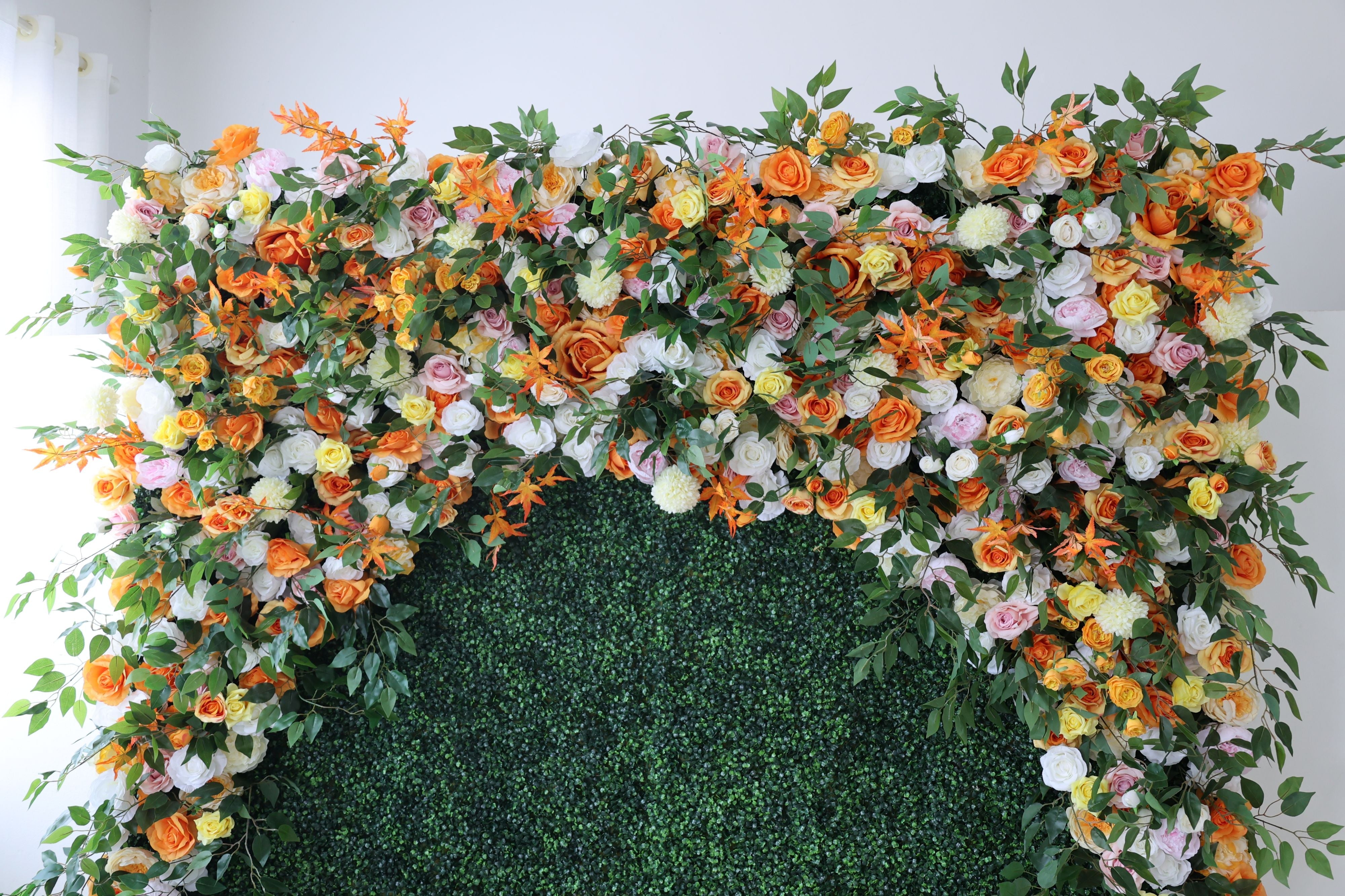 Fleurs Valar retrousser tissu fleur artificielle mur toile de fond de mariage, décor de fête florale, photographie d'événement-VF-393 