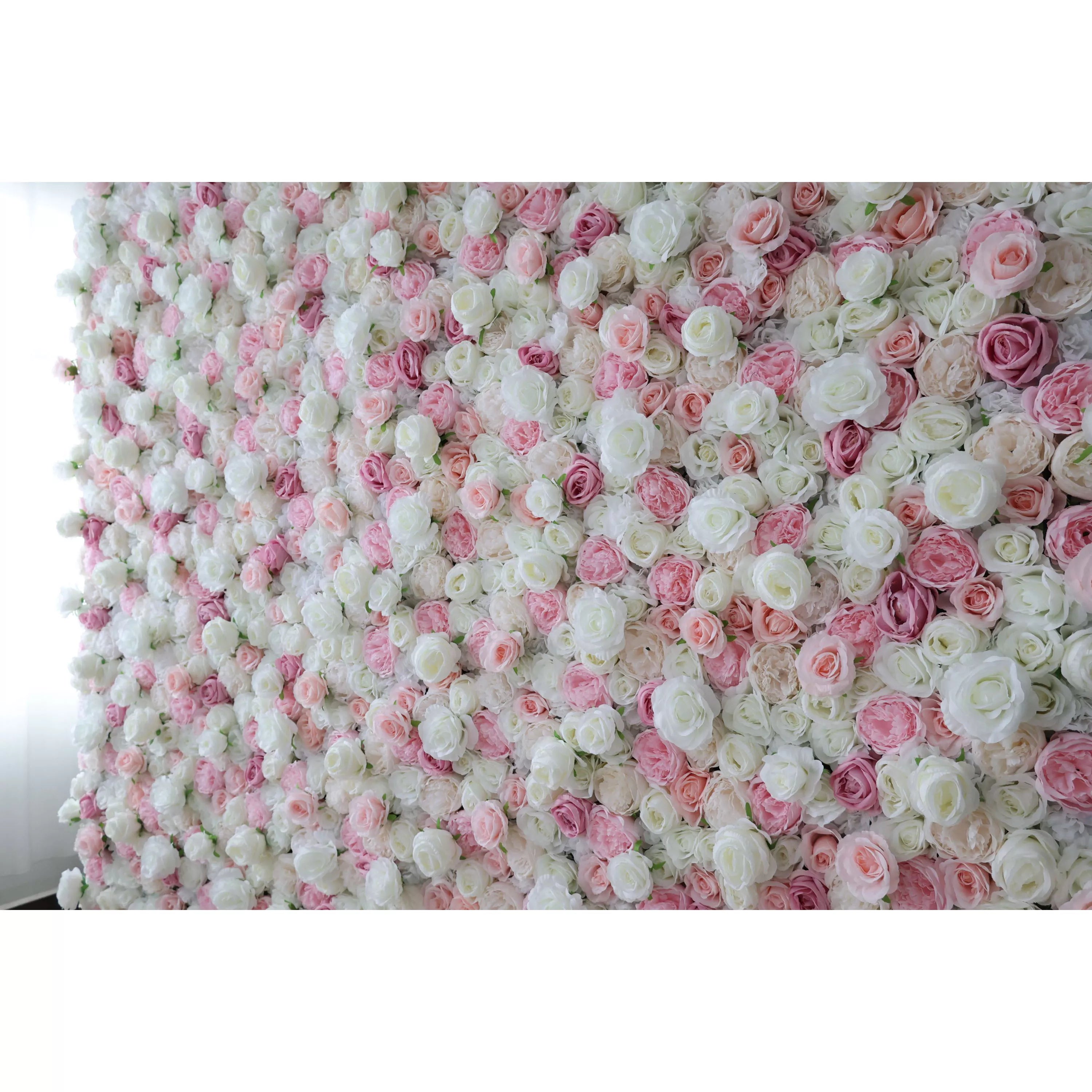 زهرة فالار لفة النسيج الوردي والأبيض الاصطناعي زهرة خلفية جدار الزفاف ، ديكور حزب الأزهار ، الحدث