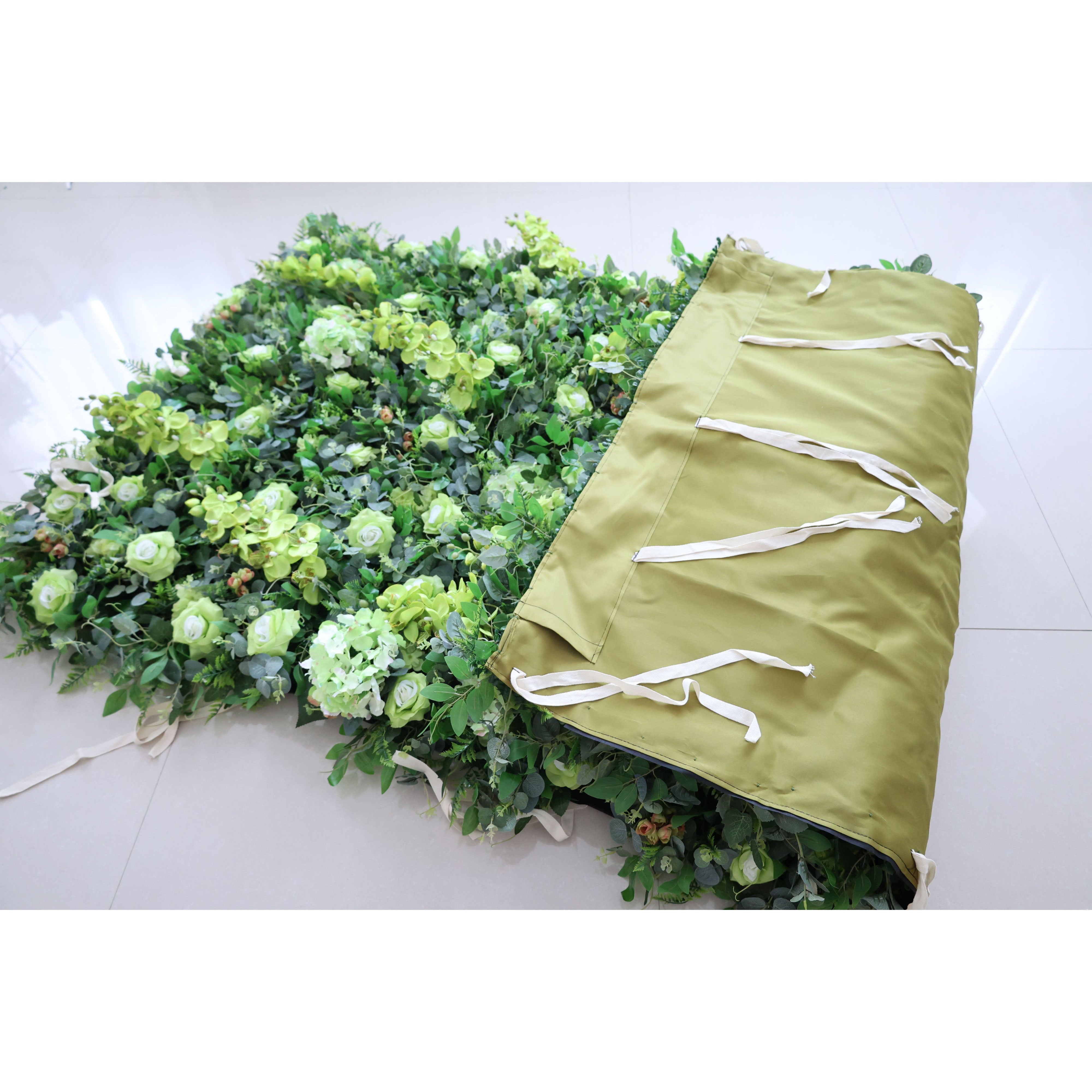 Fleurs Valar retrousser tissu feuilles vertes artificielles mur de fleurs toile de fond de mariage, décor de fête florale, photographie d'événement-VF-368 
