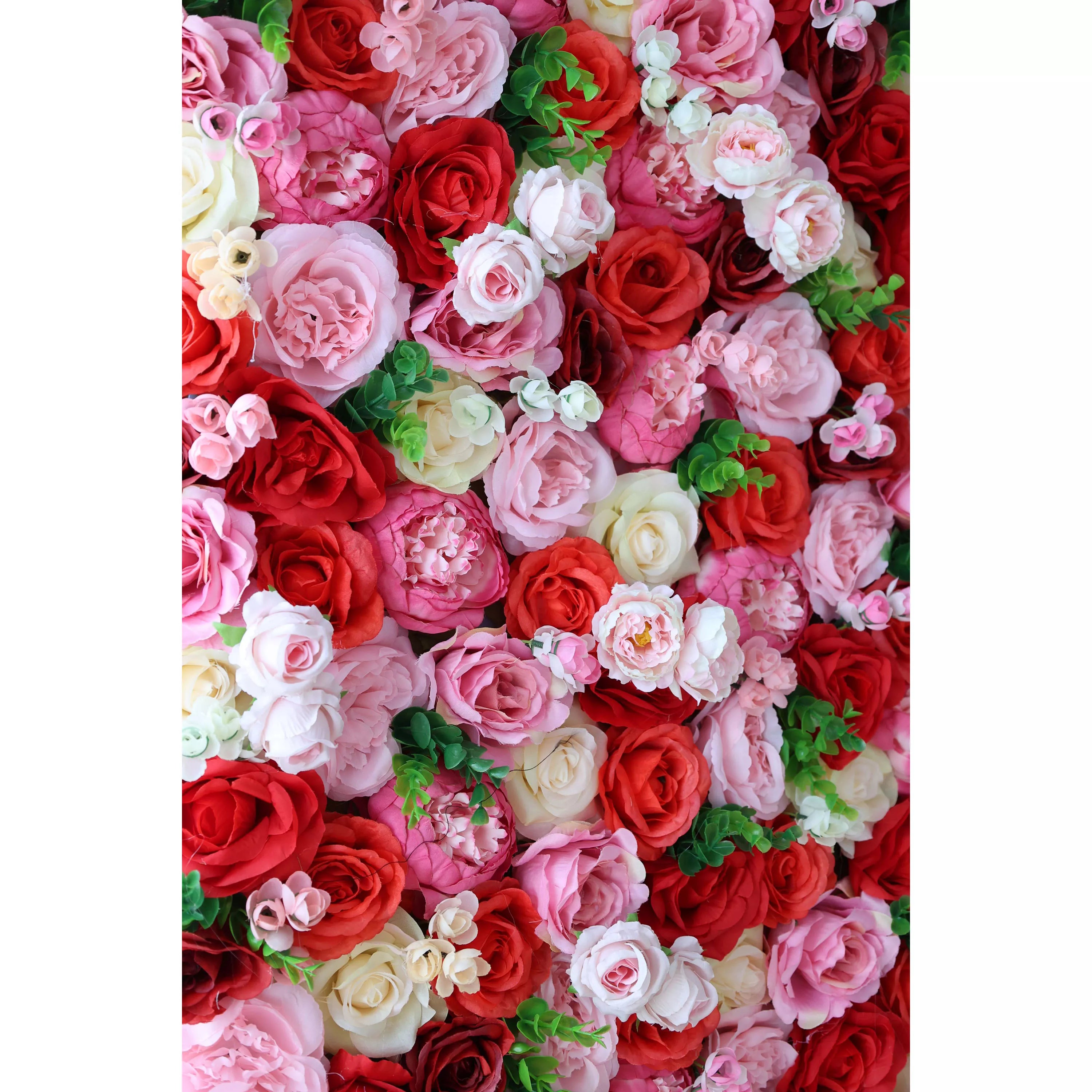 ValarFlowers Toile de fond murale florale artificielle : fleurs passionnées : une symphonie de rose écarlate et doux-VF-285