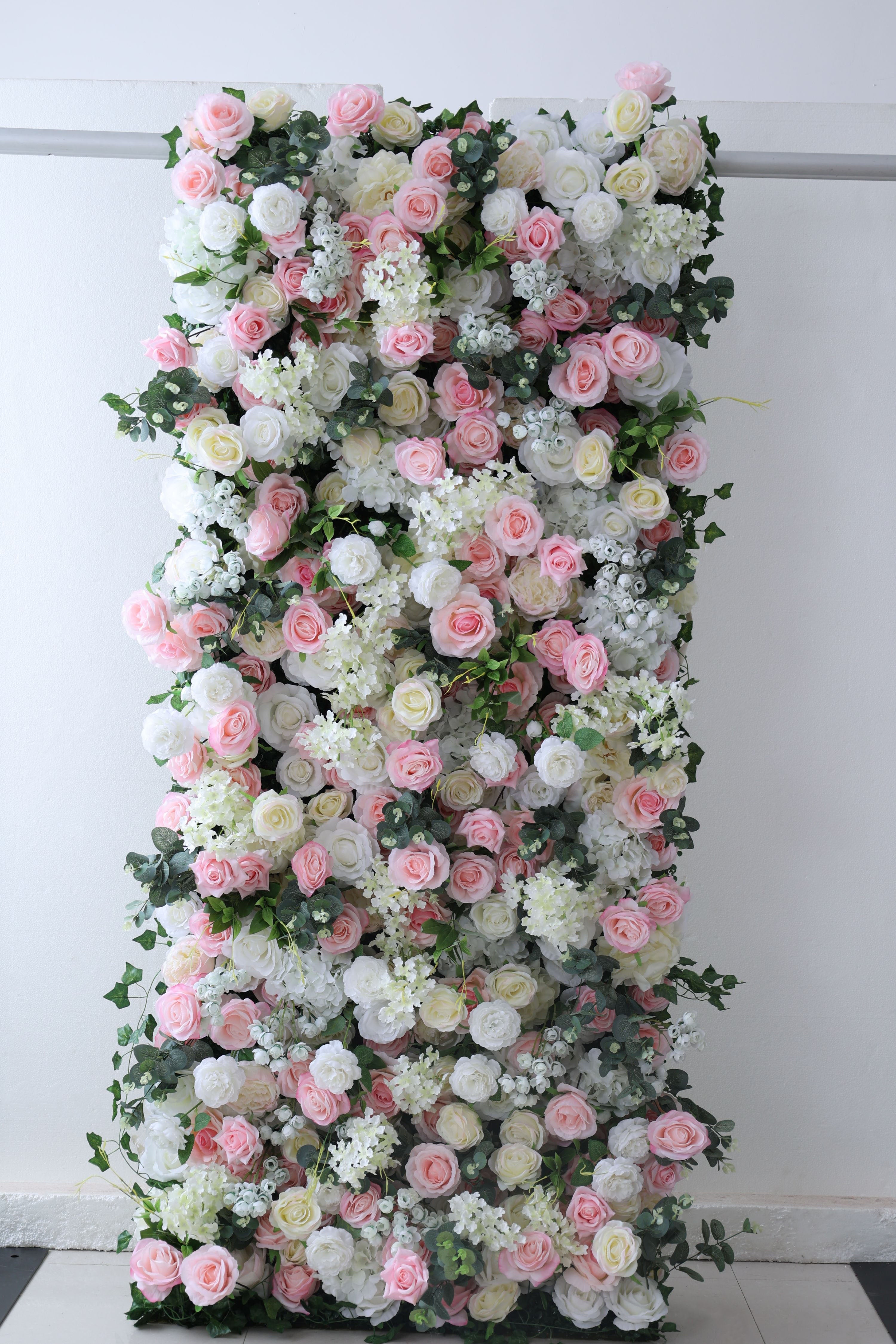Valar Flowers Roll Up Fabric Artificial Flower Wall Wedding Backdrop, Floral Party Decor, Event Photography-VF-321
