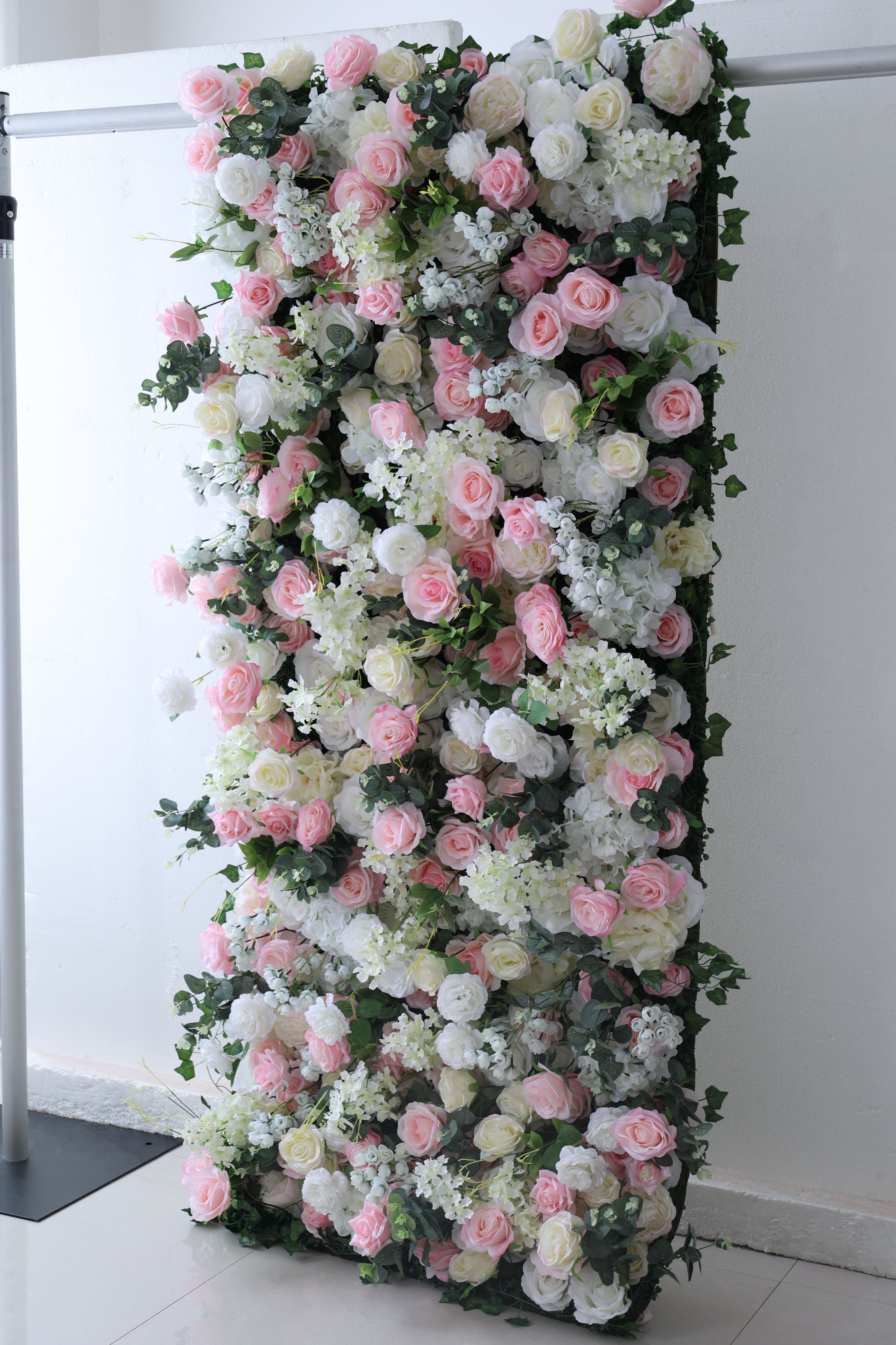 Valar Flowers Roll Up Fabric Artificial Flower Wall Wedding Backdrop, Floral Party Decor, Event Photography-VF-321