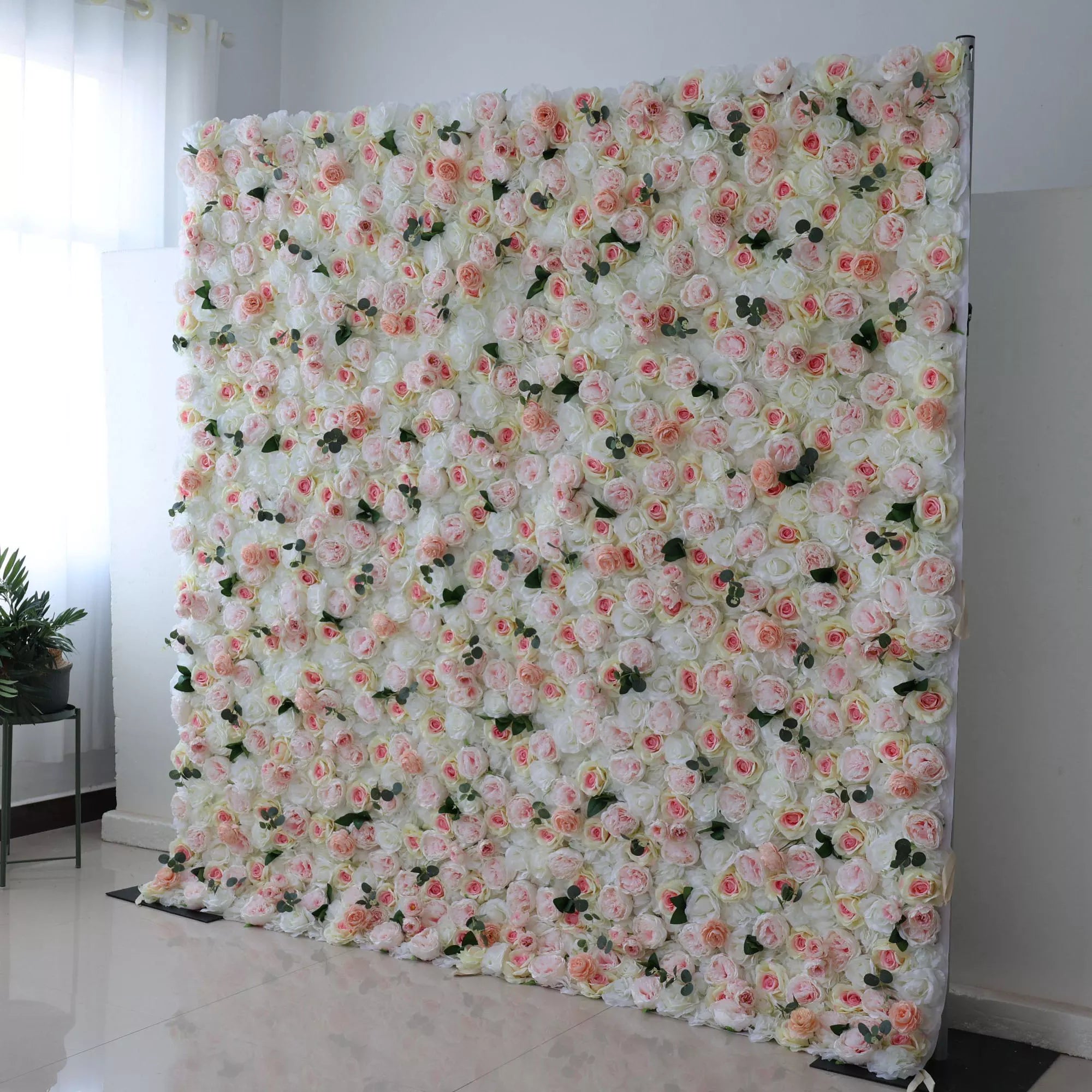 Valar Flowers roll up fabric artificial flower wall for wedding backdrop, floral design VF-1091
